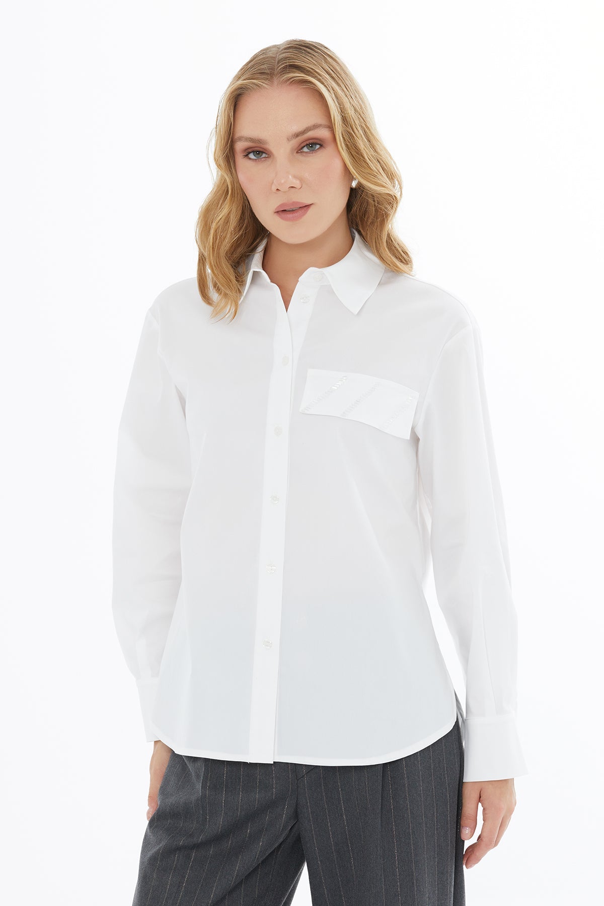 White Shirt with Pocket Detail