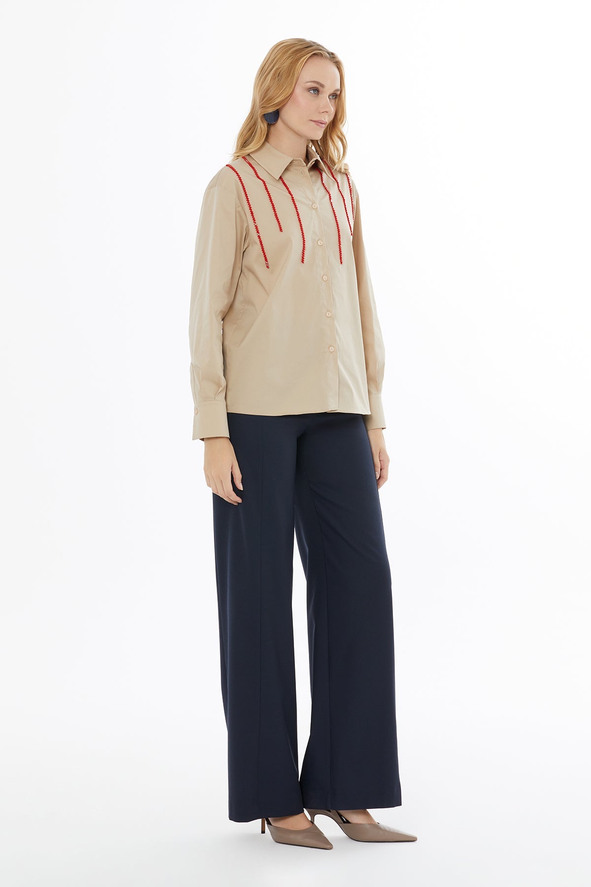 Beige Beaded Shirt