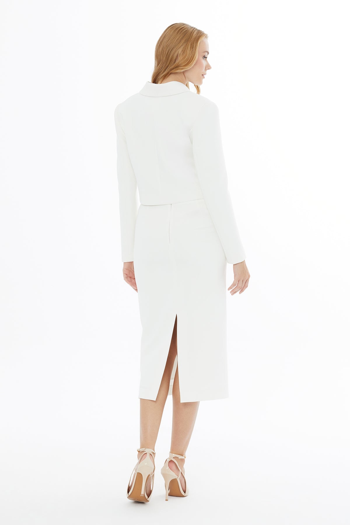 Ecru Midi Skirt with Bead Detail