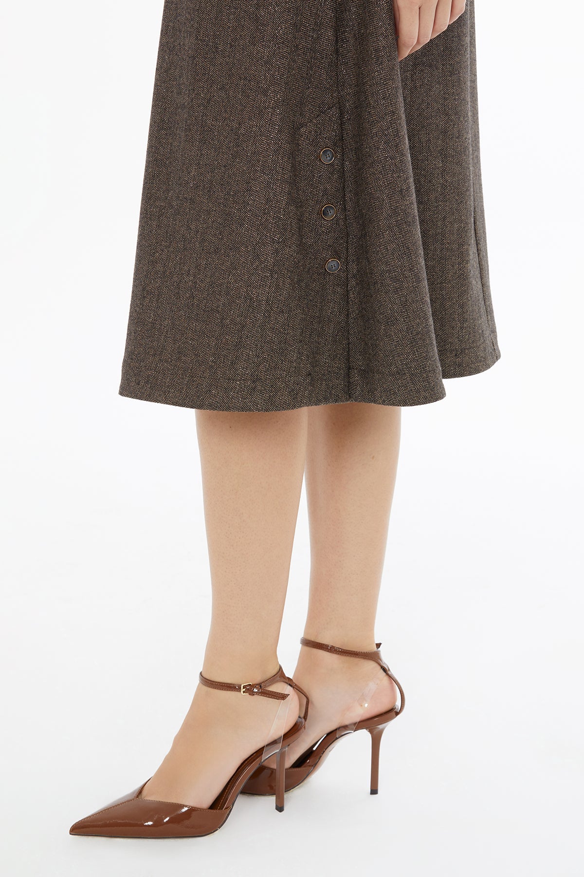 Brown Midi Skirt with Side Slit