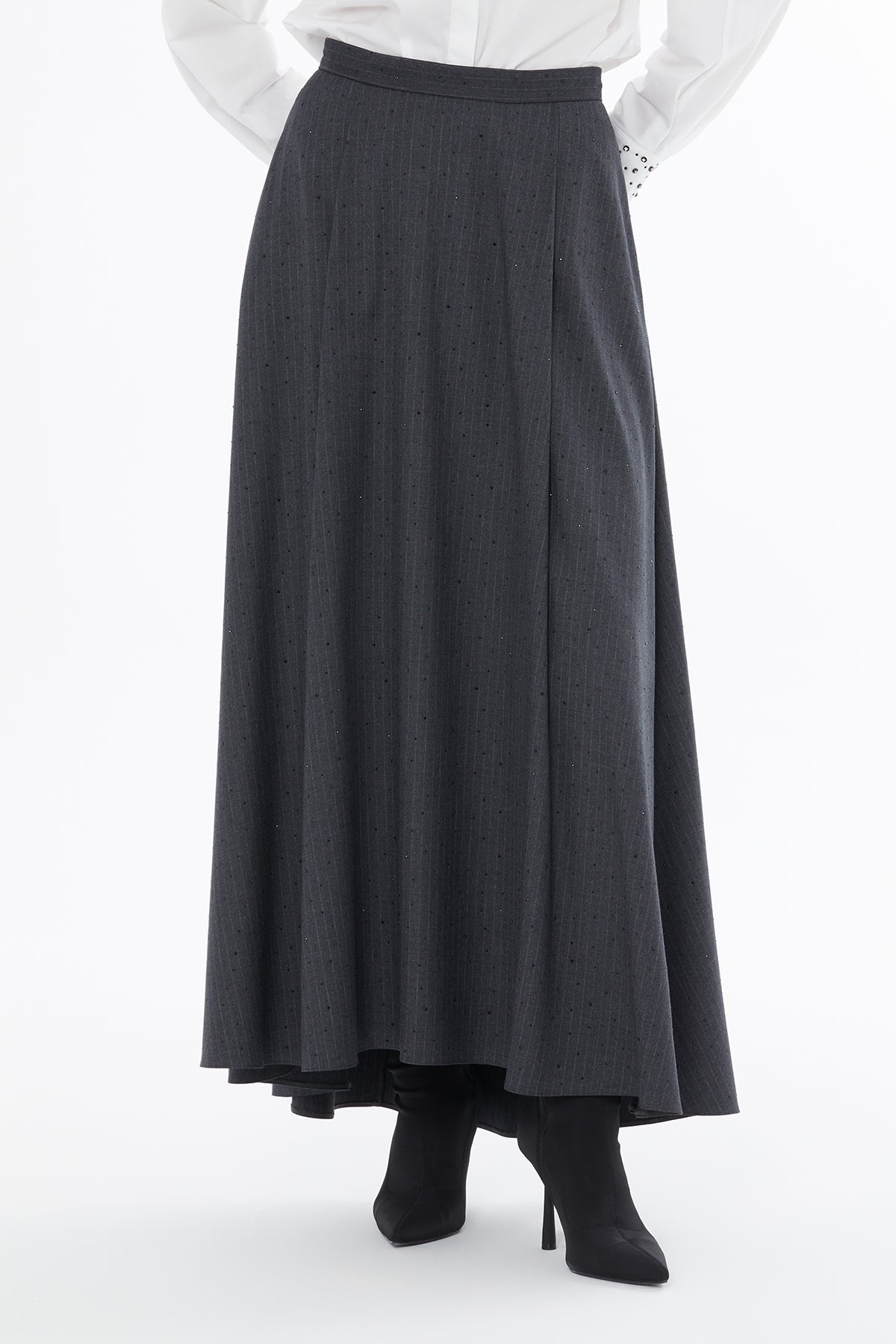 Grey Long Flared Skirt