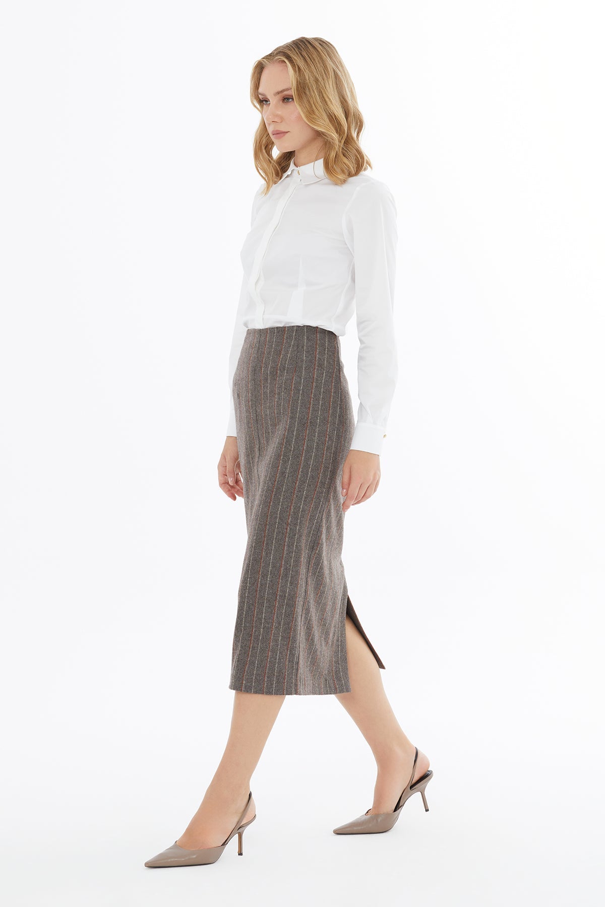 Brown Skirt with Back Slit