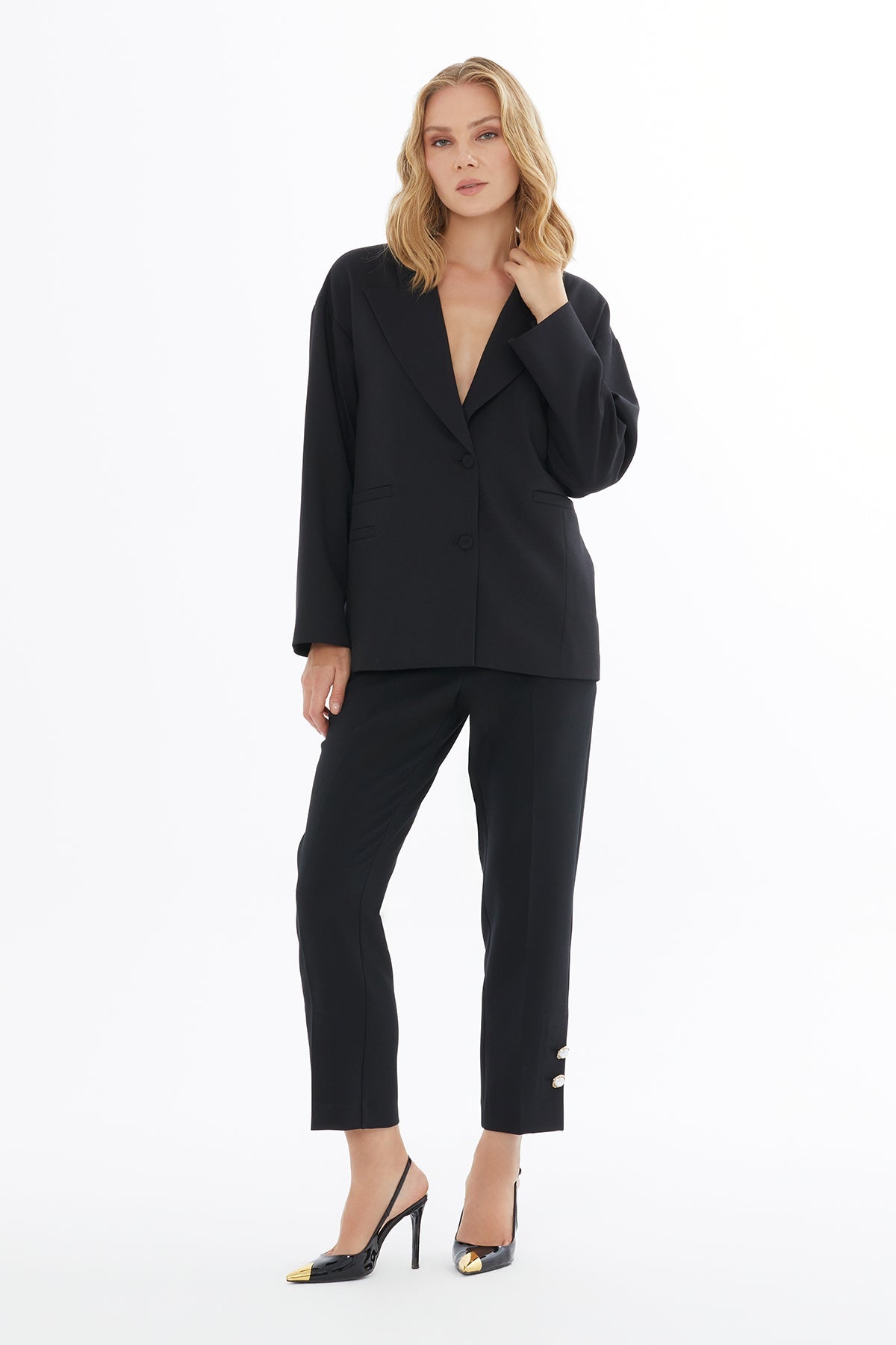 Black Jacket with Fillet Pocket Detail