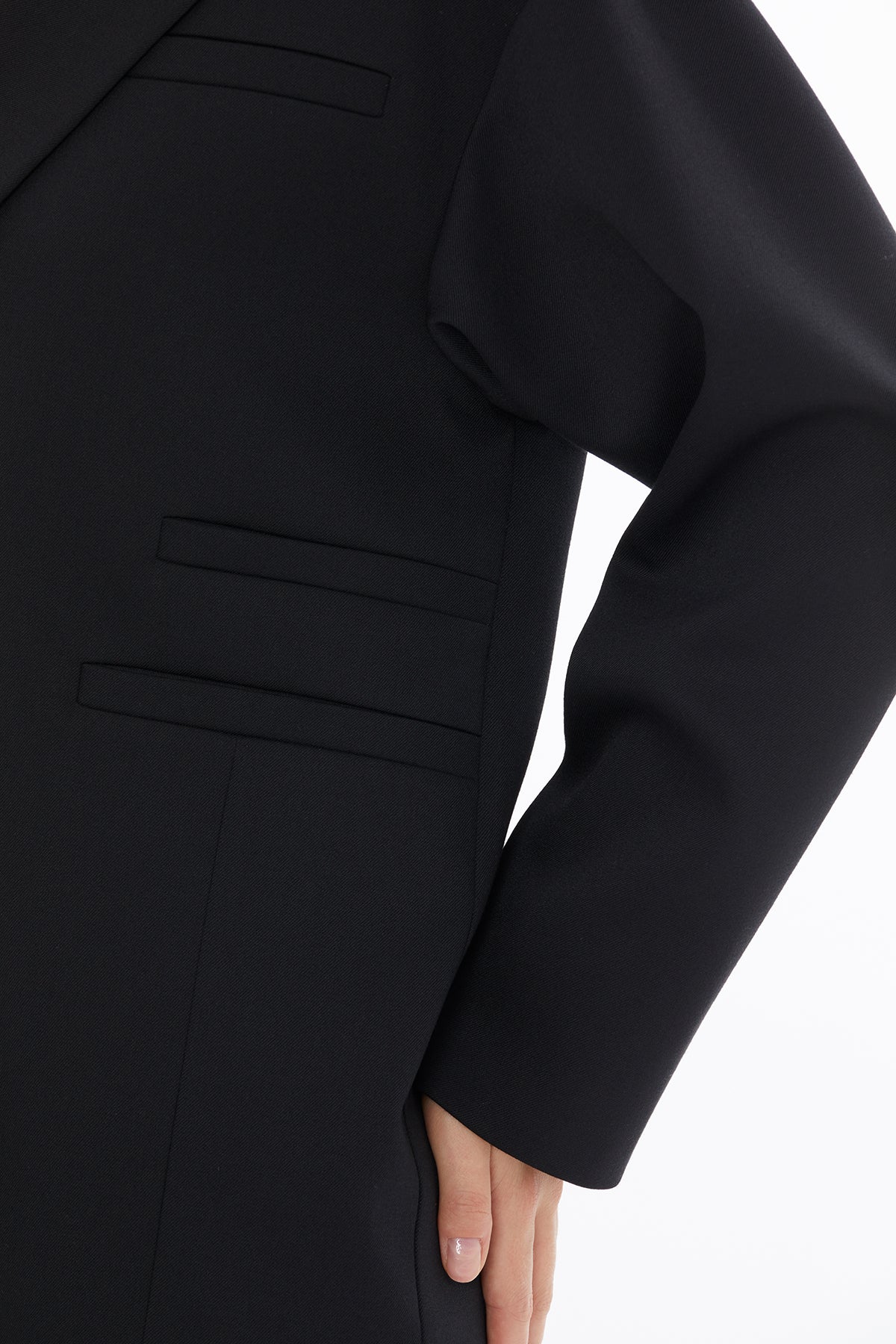 Black Jacket with Fillet Pocket Detail