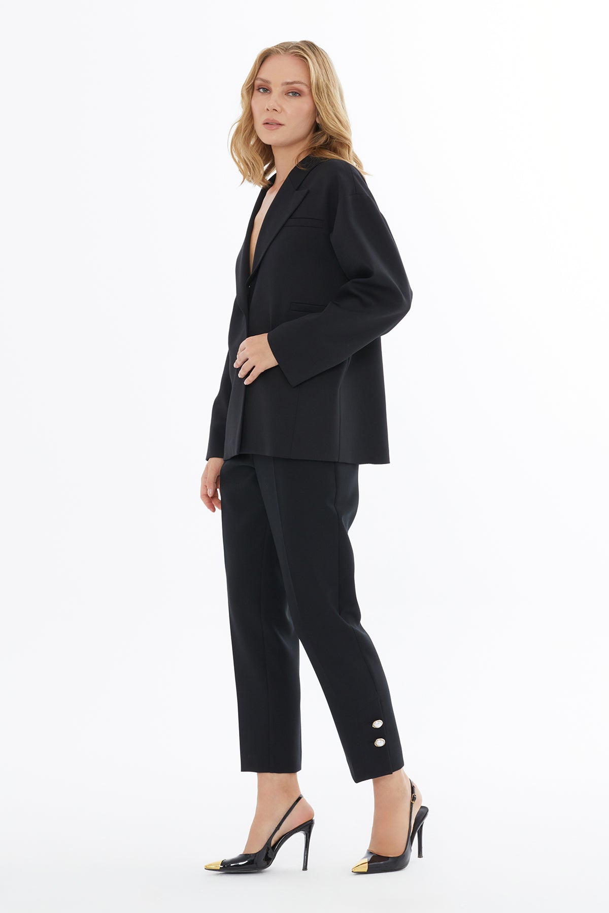 Black Jacket with Fillet Pocket Detail