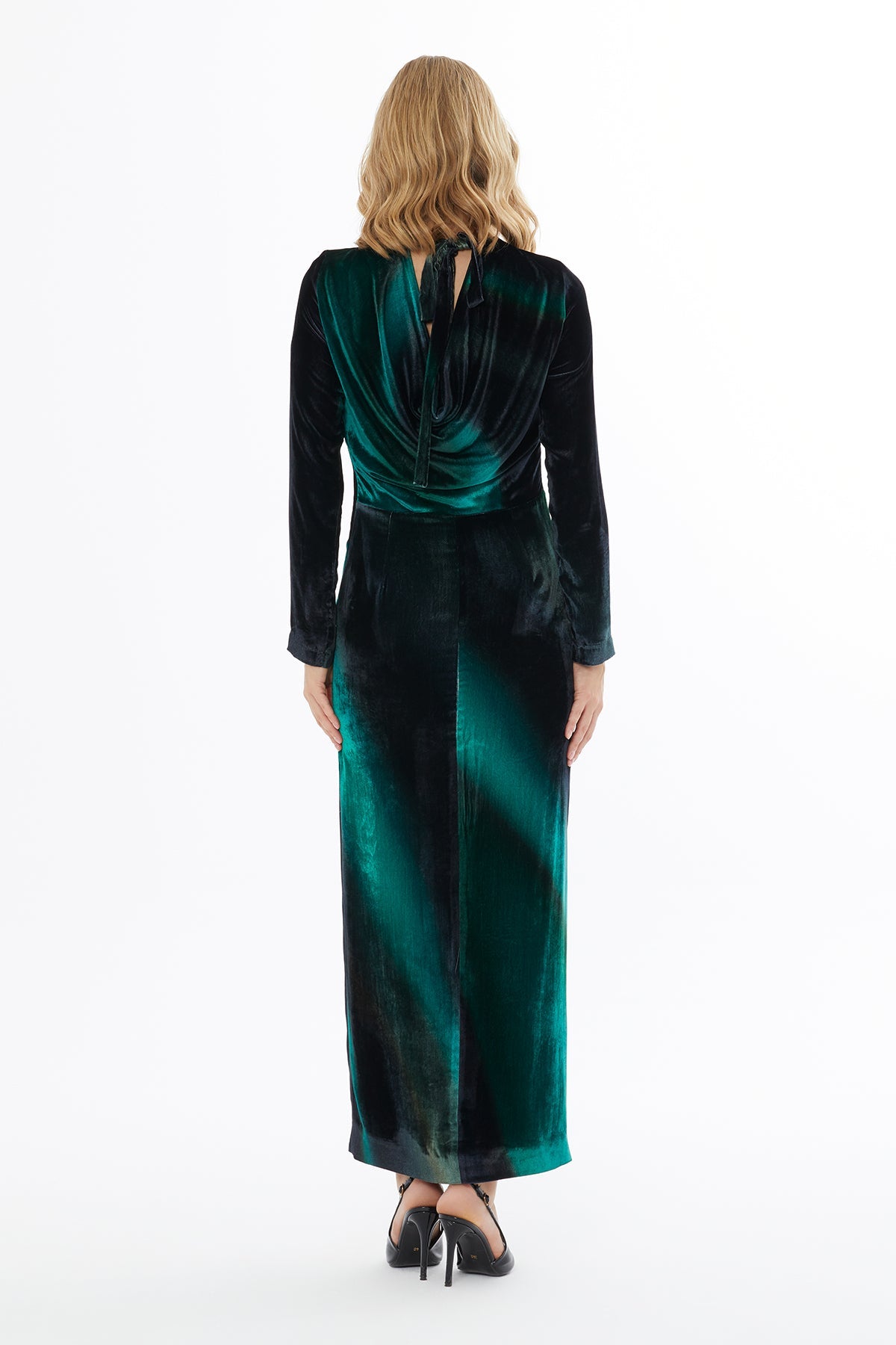 Green Drawstring Slit Maxi Dress