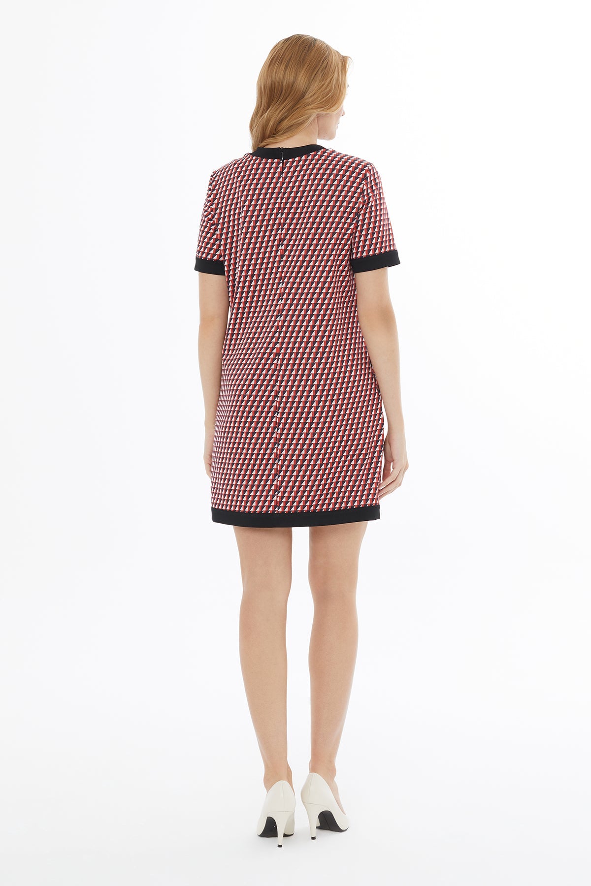 Printed Round-Neck Pocketed Mini Dress