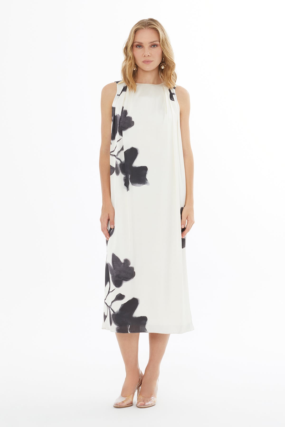 Printed Sleeveless Midi Dress