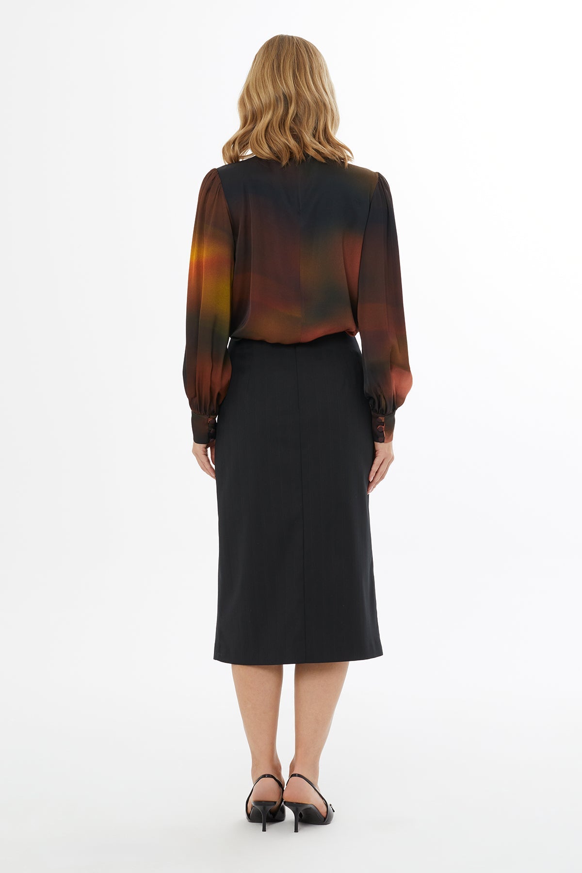 Black Button-Detail Skirt with Pockets