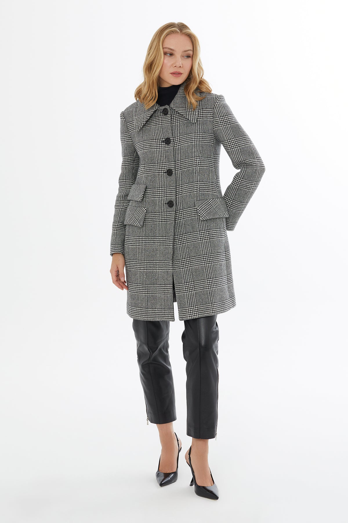 Grey Button-Front Jacket with Pockets