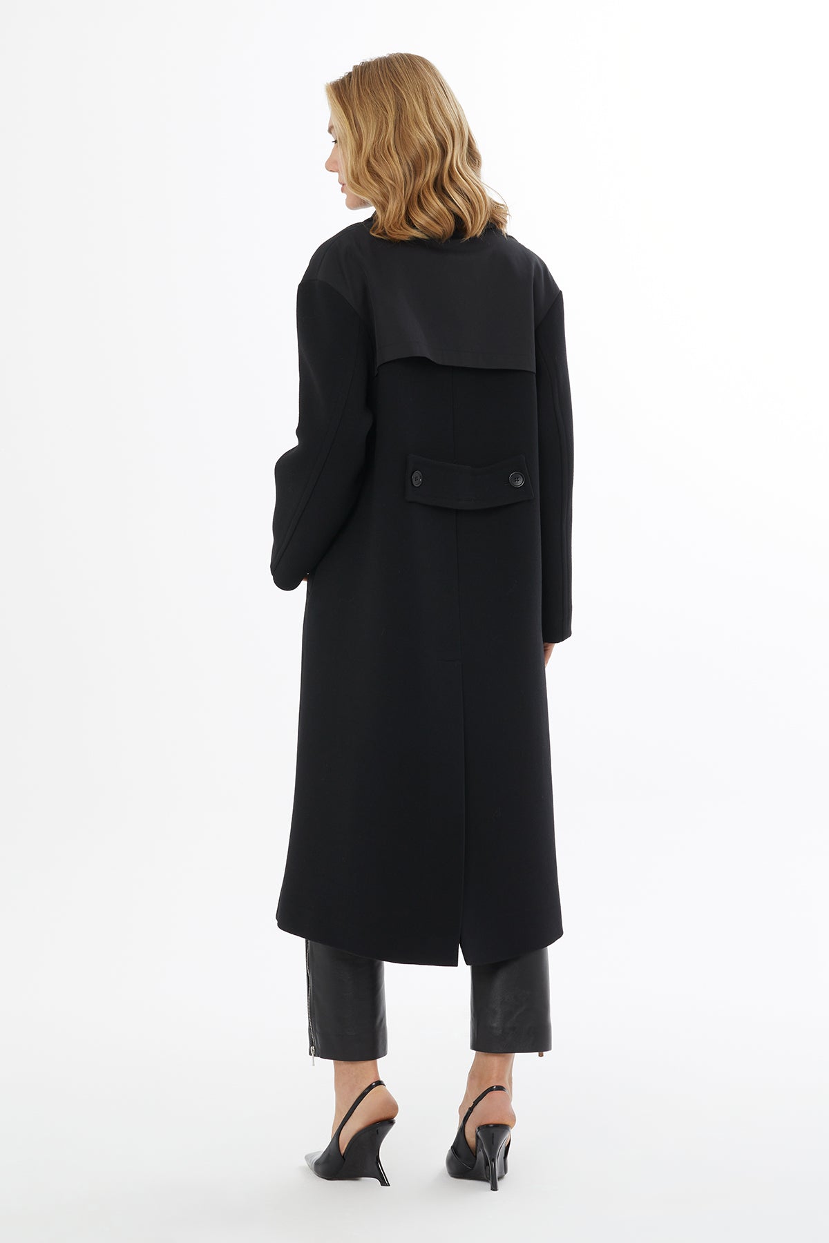 Black Back-Closure and Slit Coat