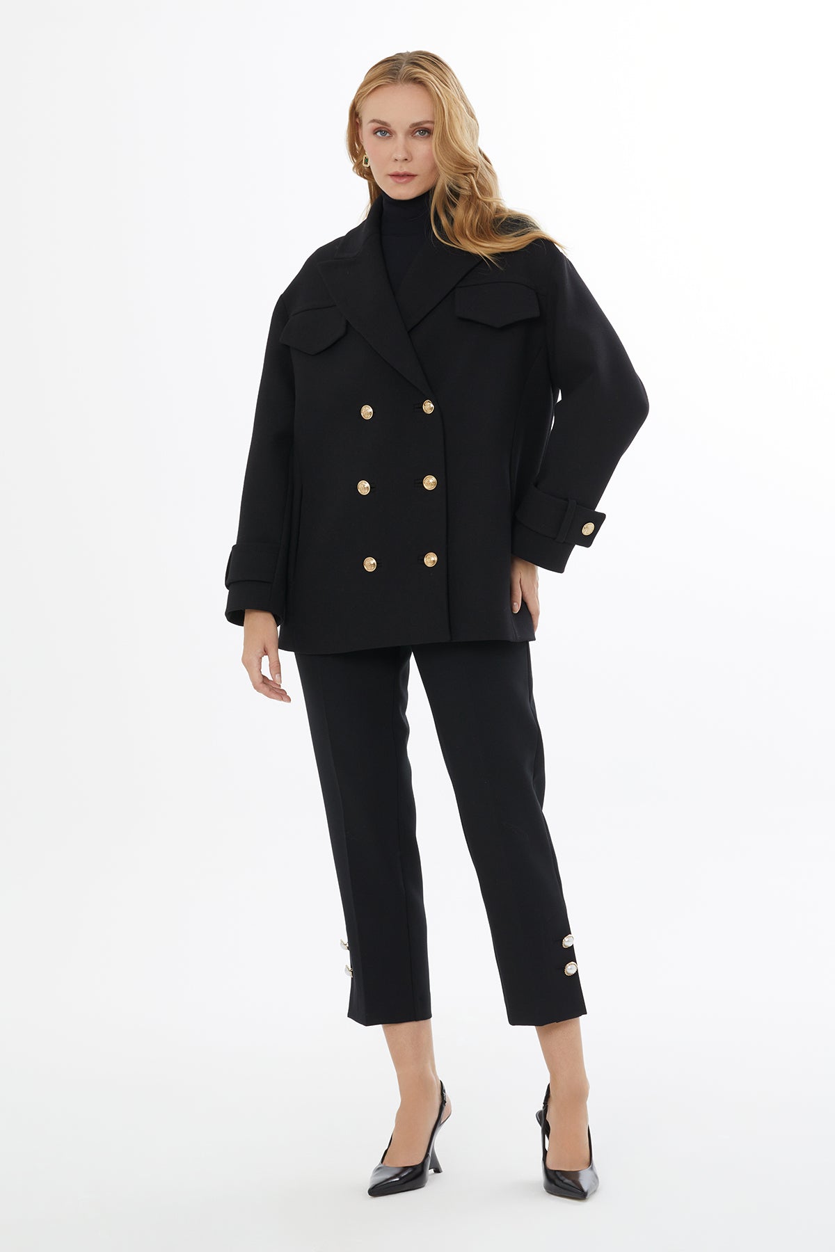 Black Jacket with Button Closure
