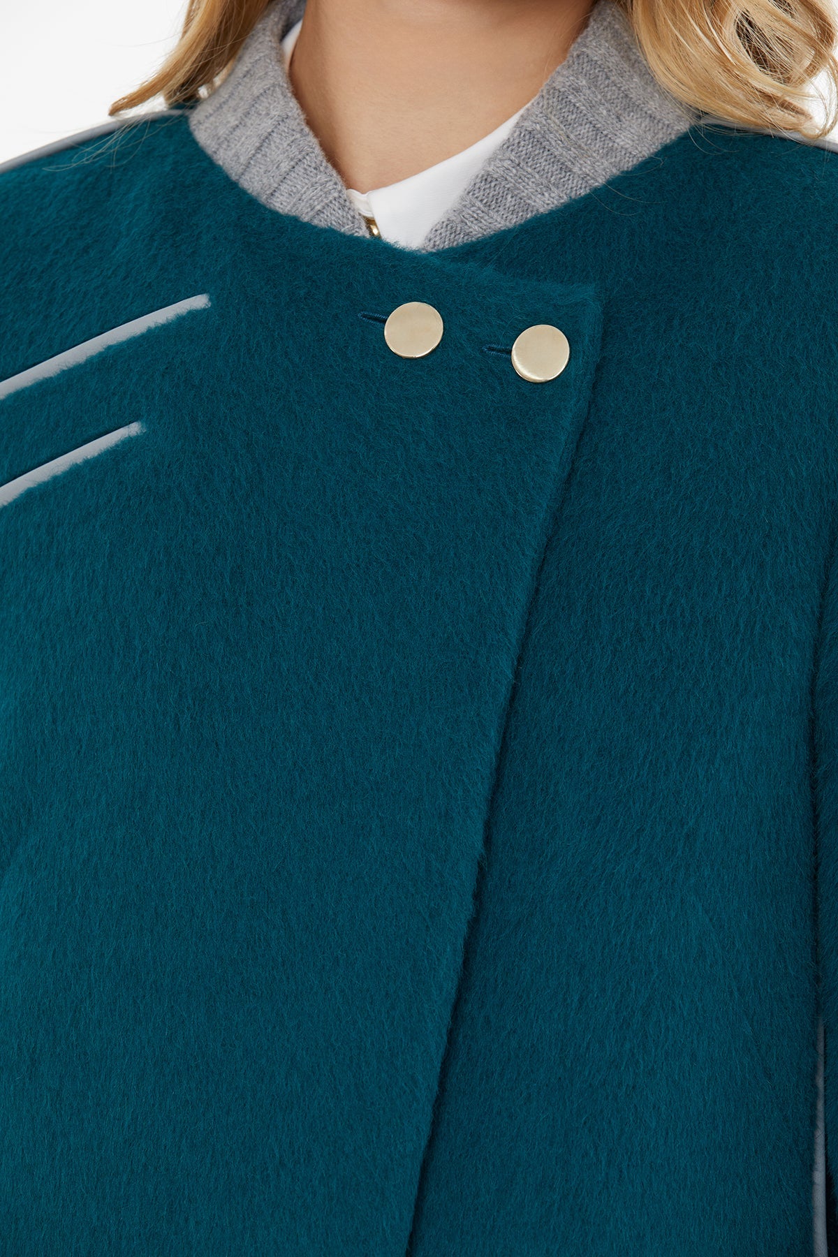 Green Pockets and Button Closure Jacket