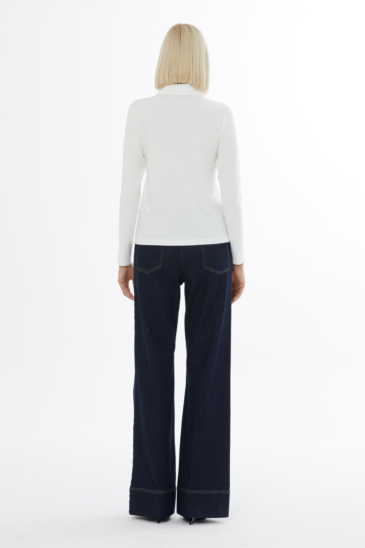 Beige Blouse with Detailed Polo Collar