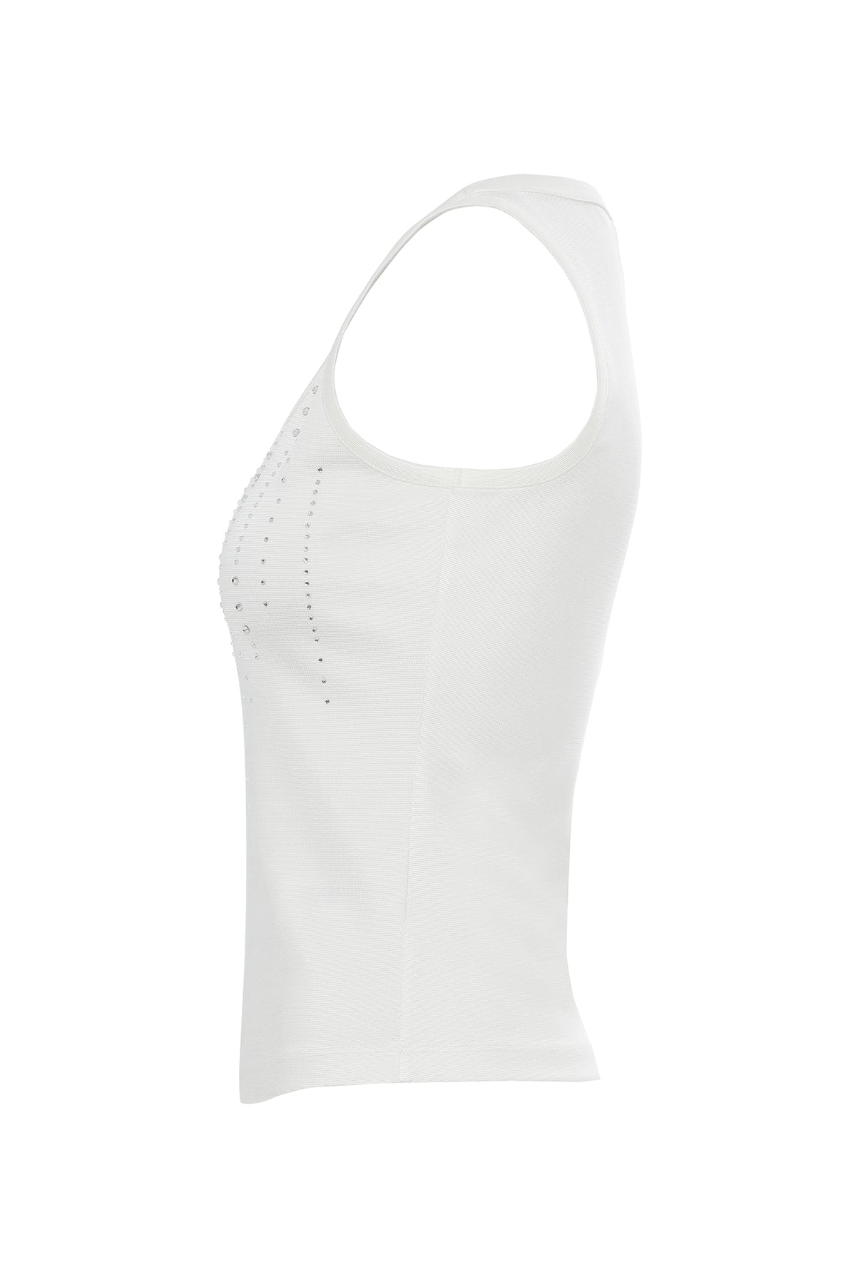 Ecru Sleeveless Top with Stone Details