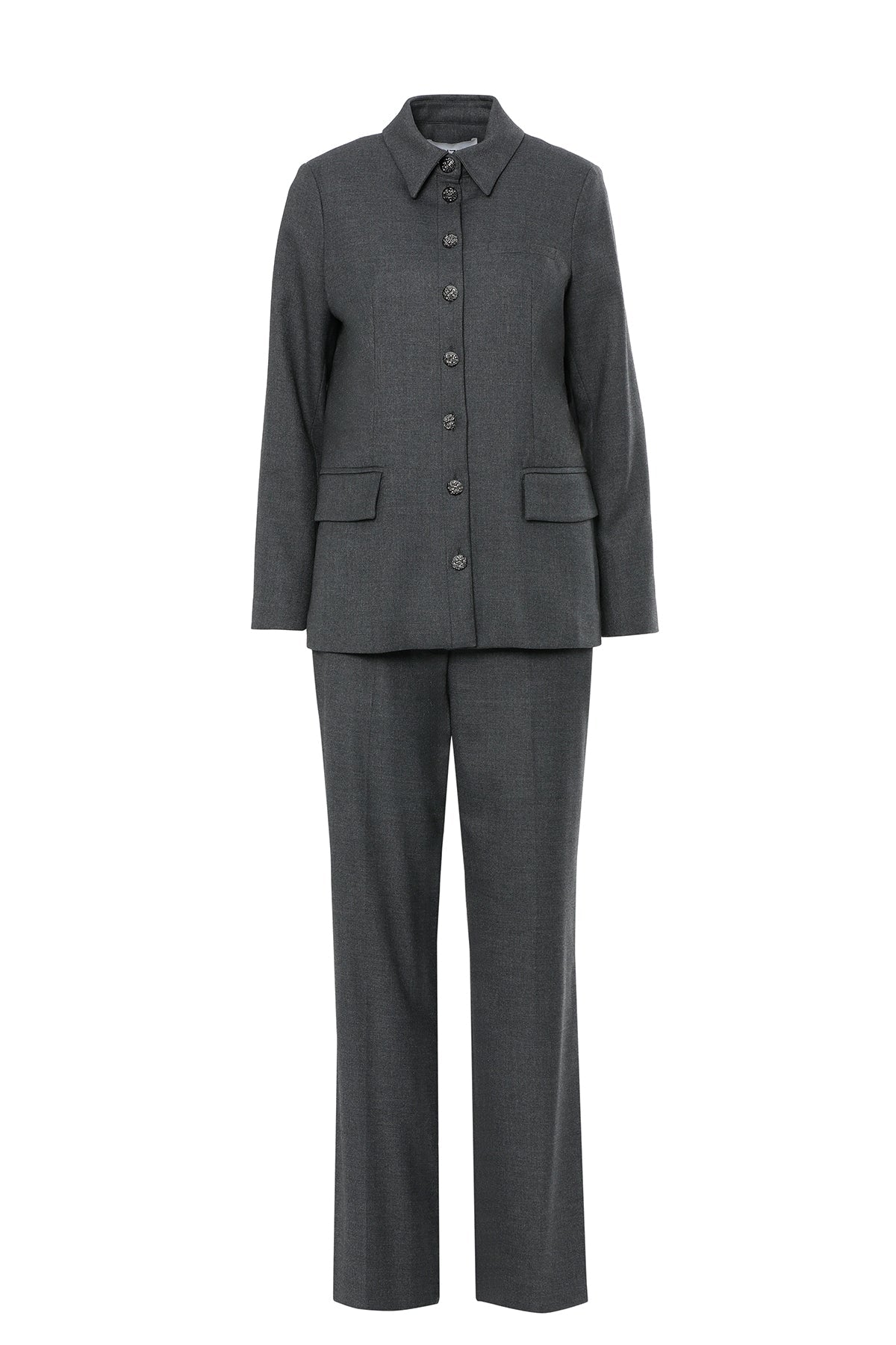 Boxy Jacket Shirt Trousers with Straight Legs Set
