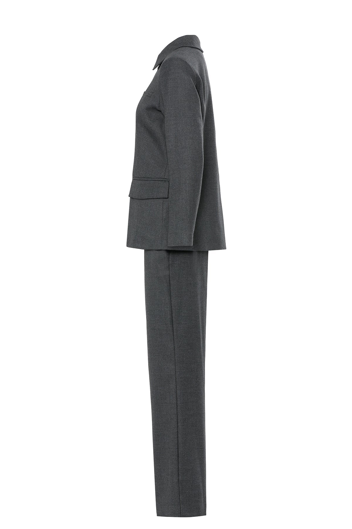 Boxy Jacket Shirt Trousers with Straight Legs Set