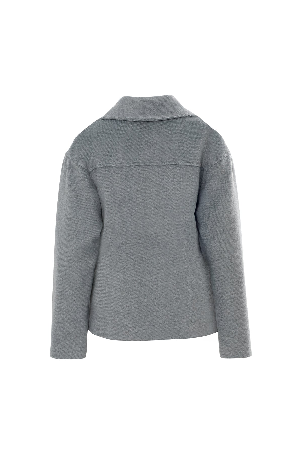 Grey Front-Zip Oversize Coat