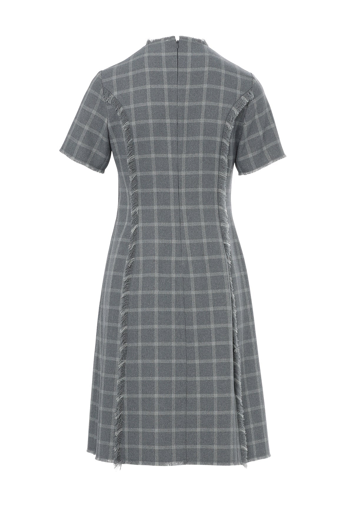 Grey Short Dress with Back Zipper