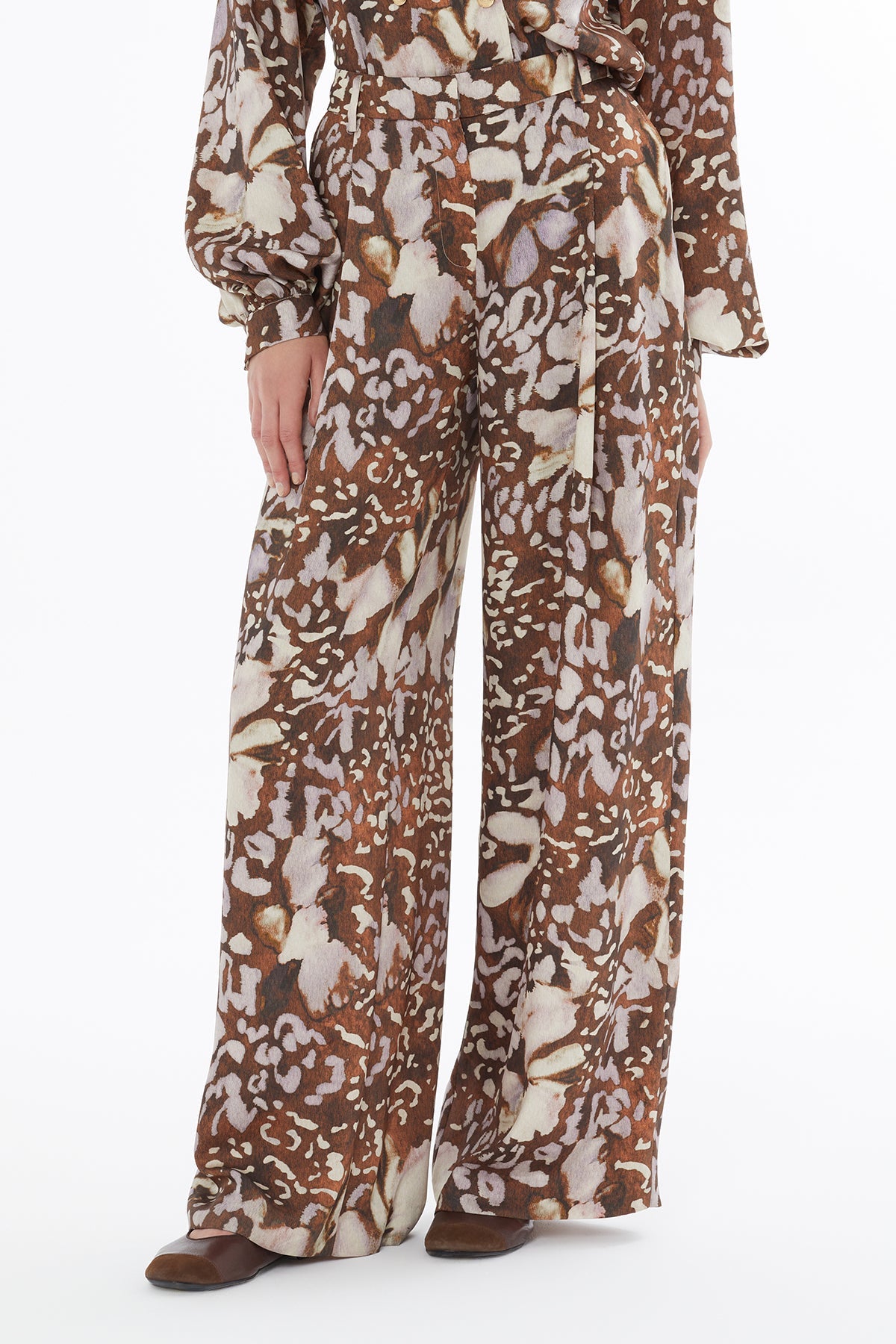 Printed Wide-Leg Trousers