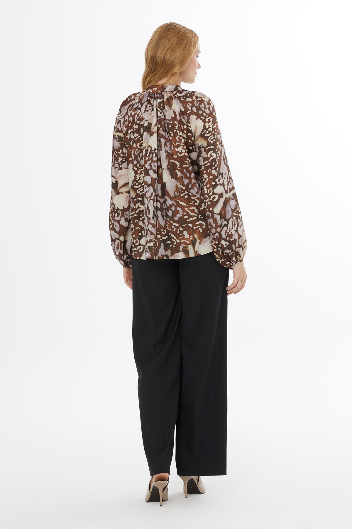 Printed Blouse with Tie-Neck