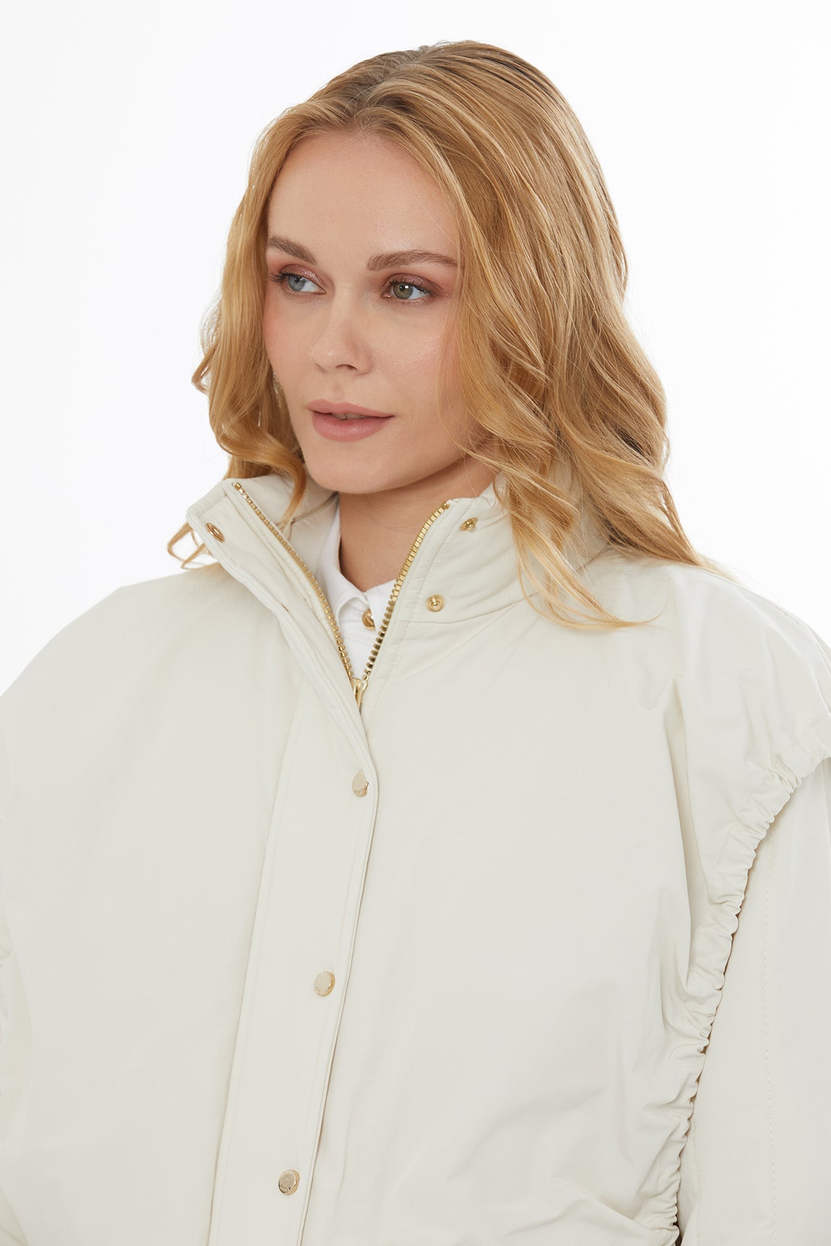 Ecru Quilted Hooded Jacket