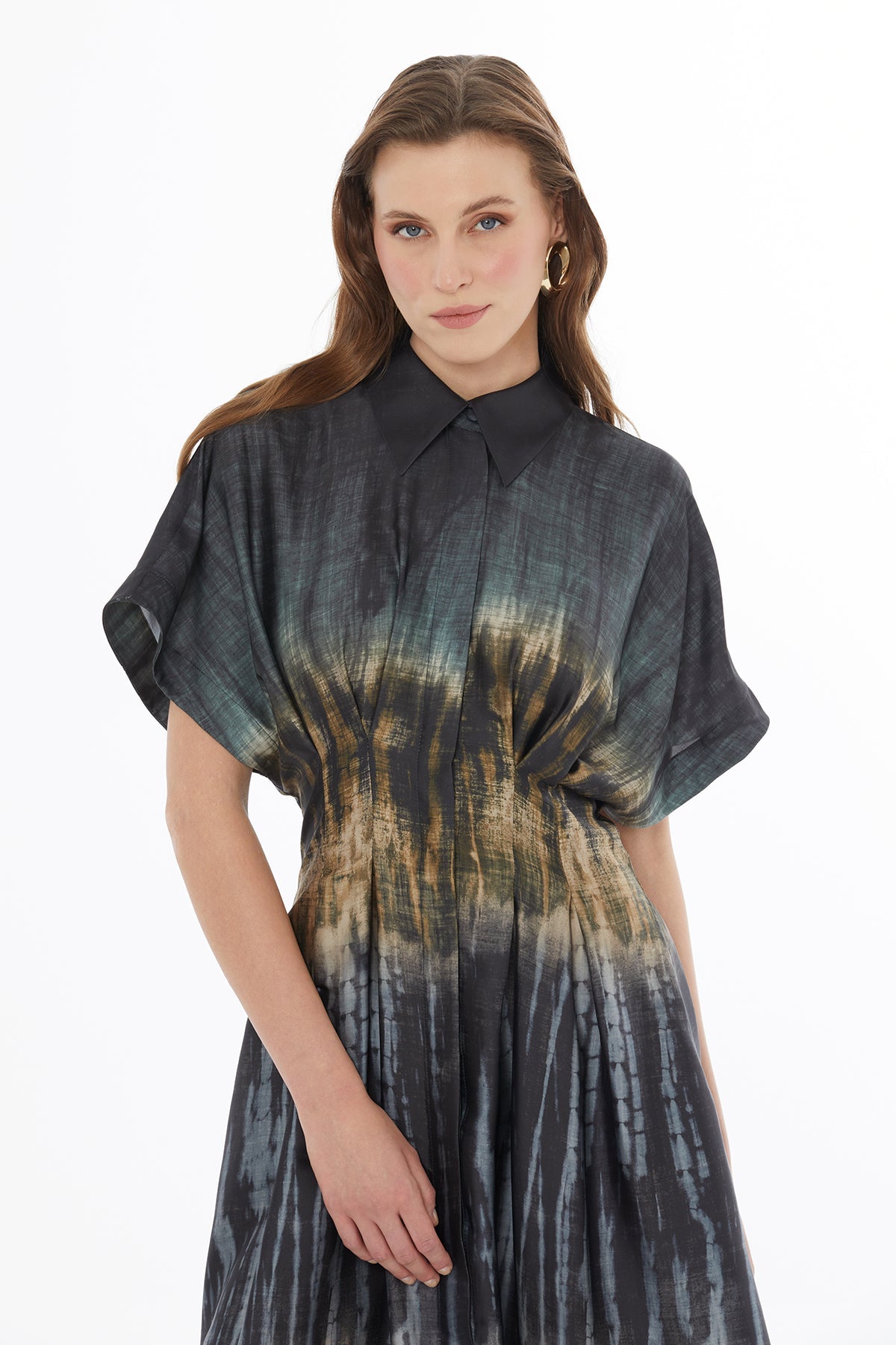 Printed Front-Buttoned Midi Dress