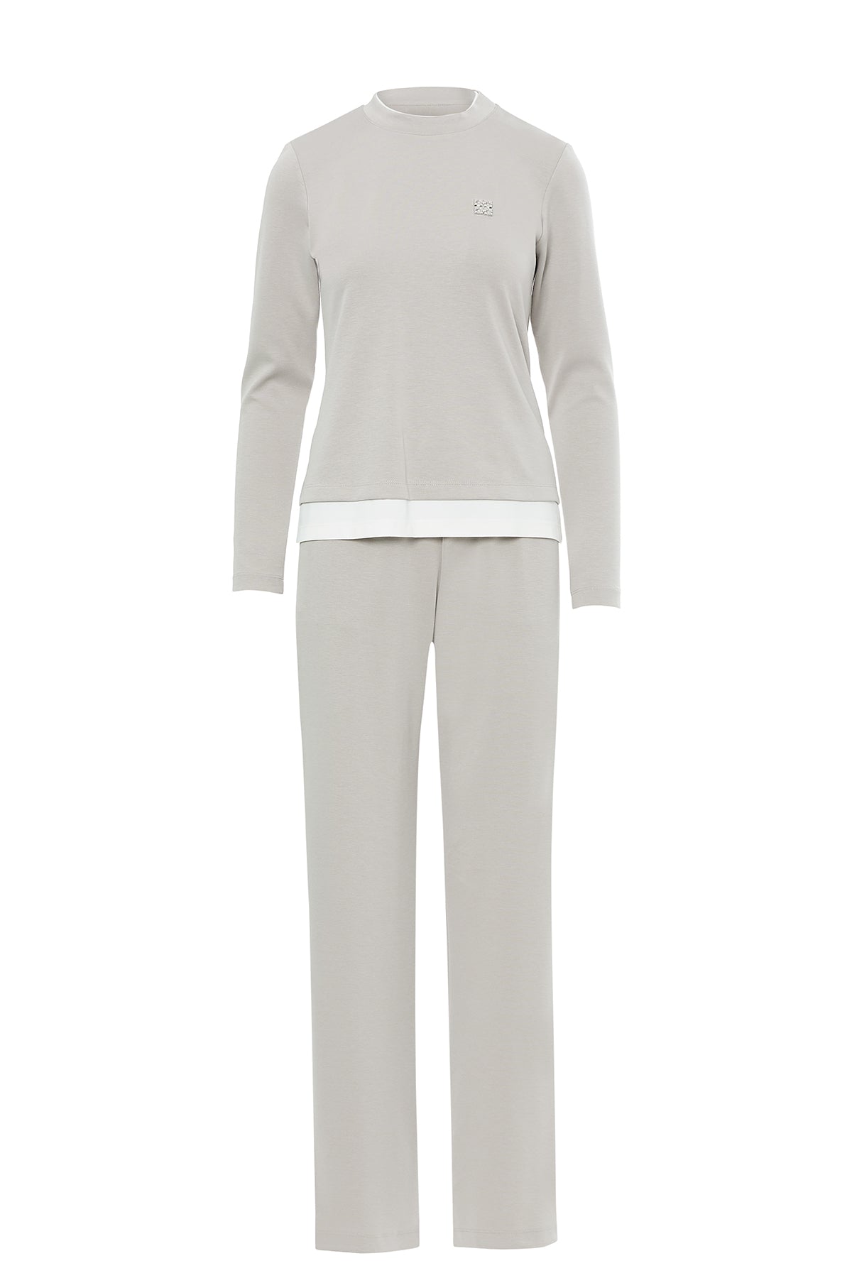 Beige Tracksuit Set with Elastic Waistband