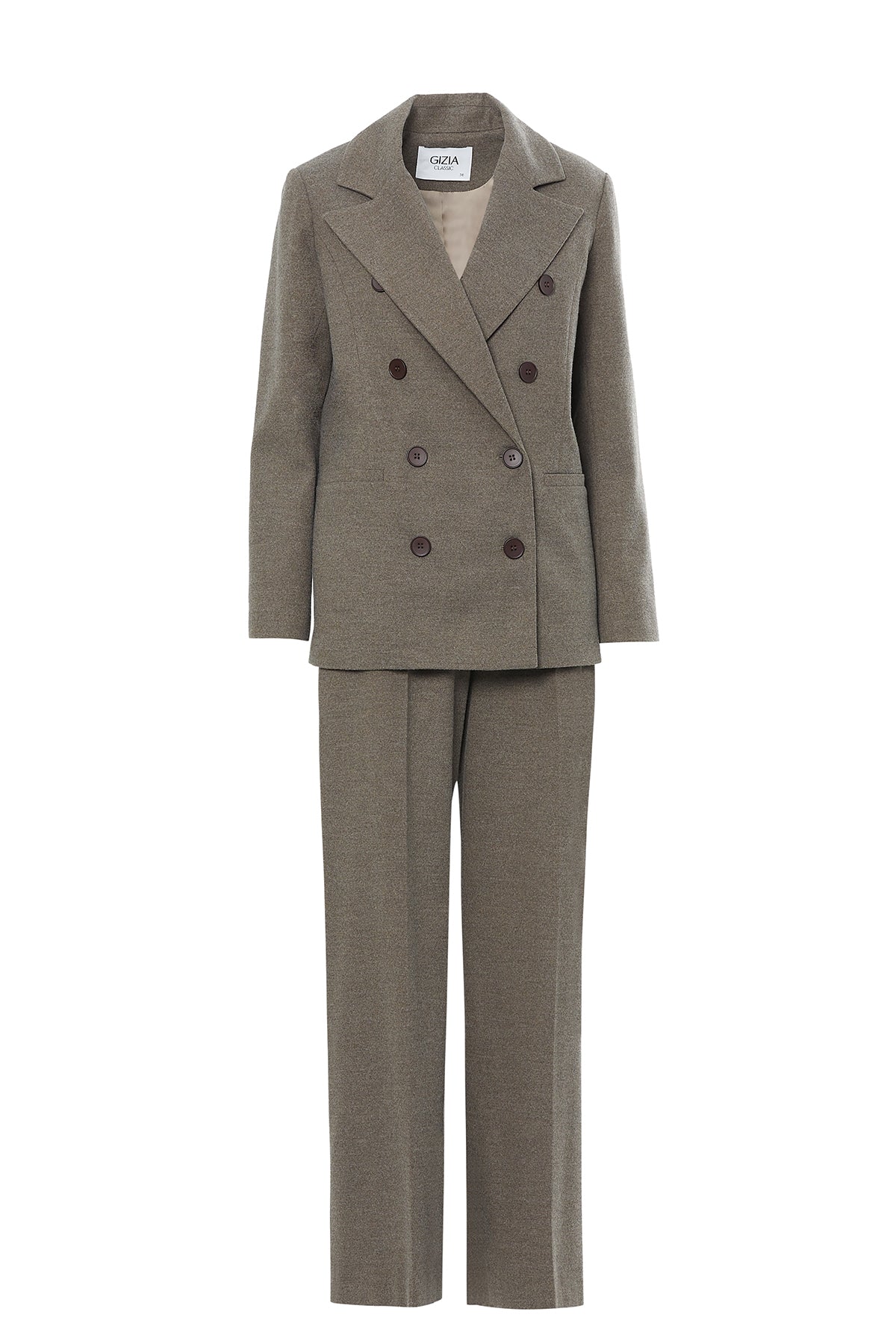 Beige Double-Breasted Jacket Suit