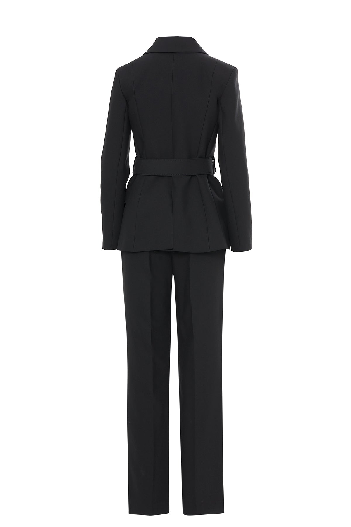 Black Belted Jacket and Trousers Set