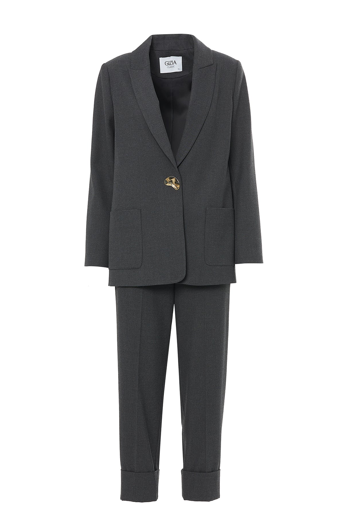 Black Suit with Metal-Button Jacket
