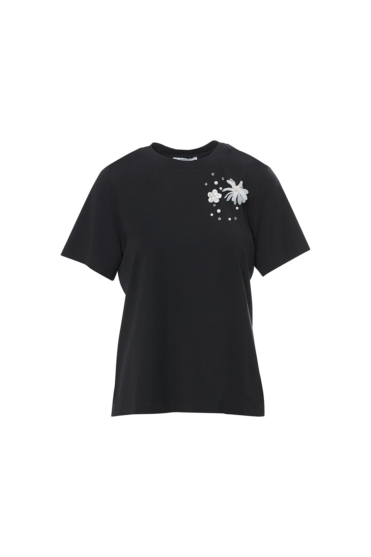 Black Blouse with Brooch Details