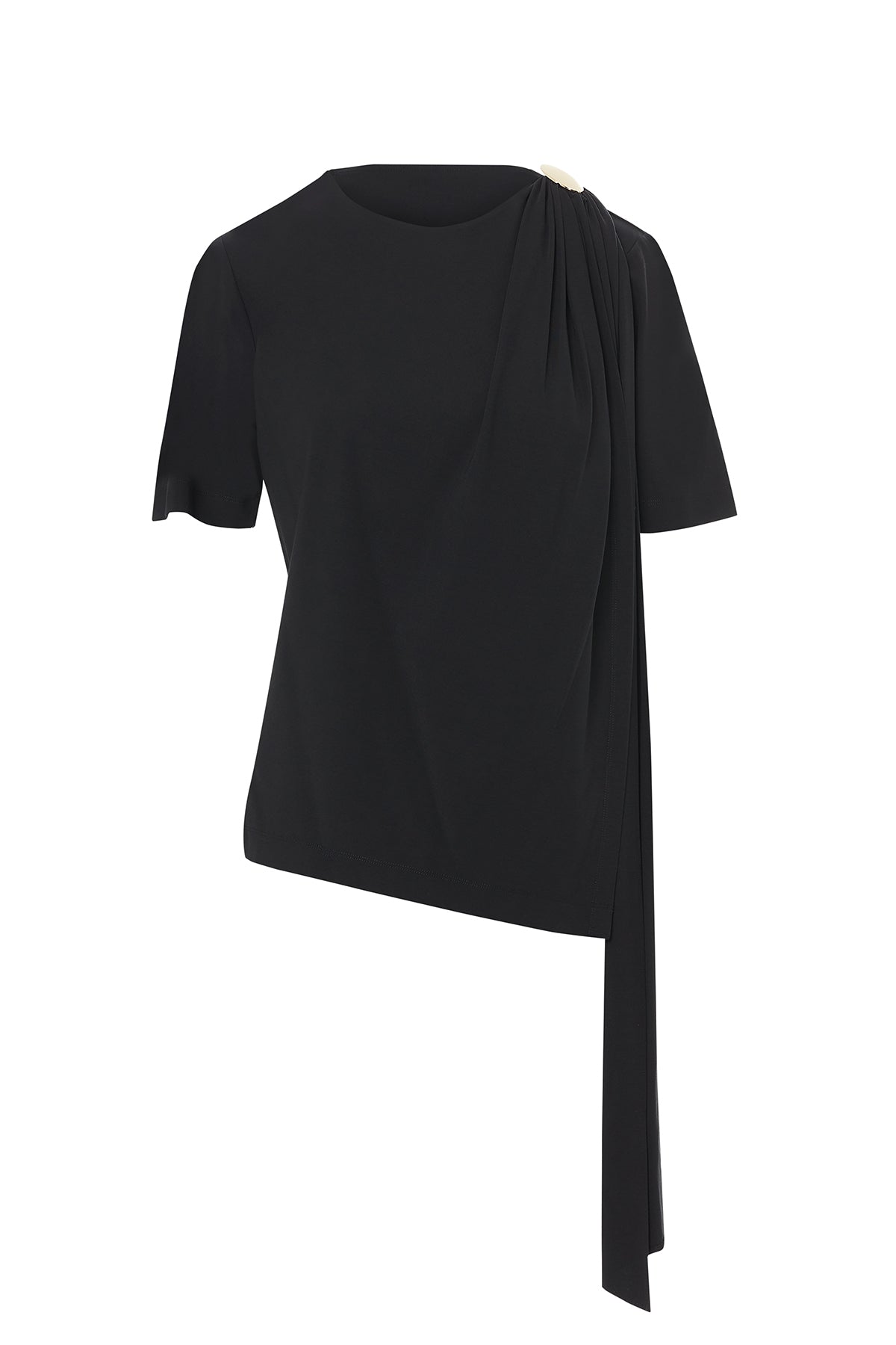 Black Blouse with Scarf Detail