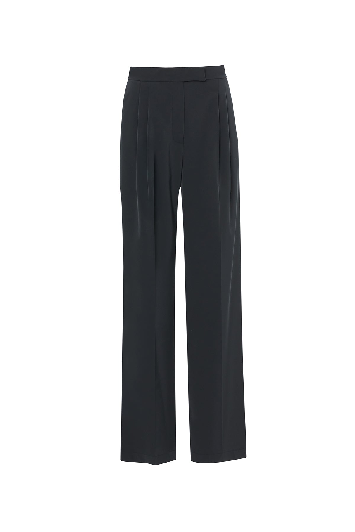 Black Wide-Leg Pleated Trousers