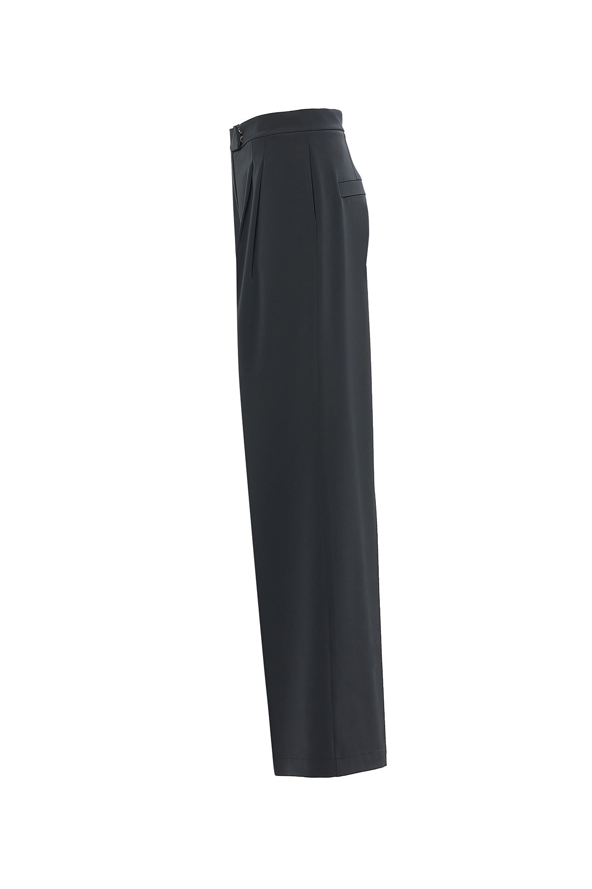 Black Wide-Leg Pleated Trousers