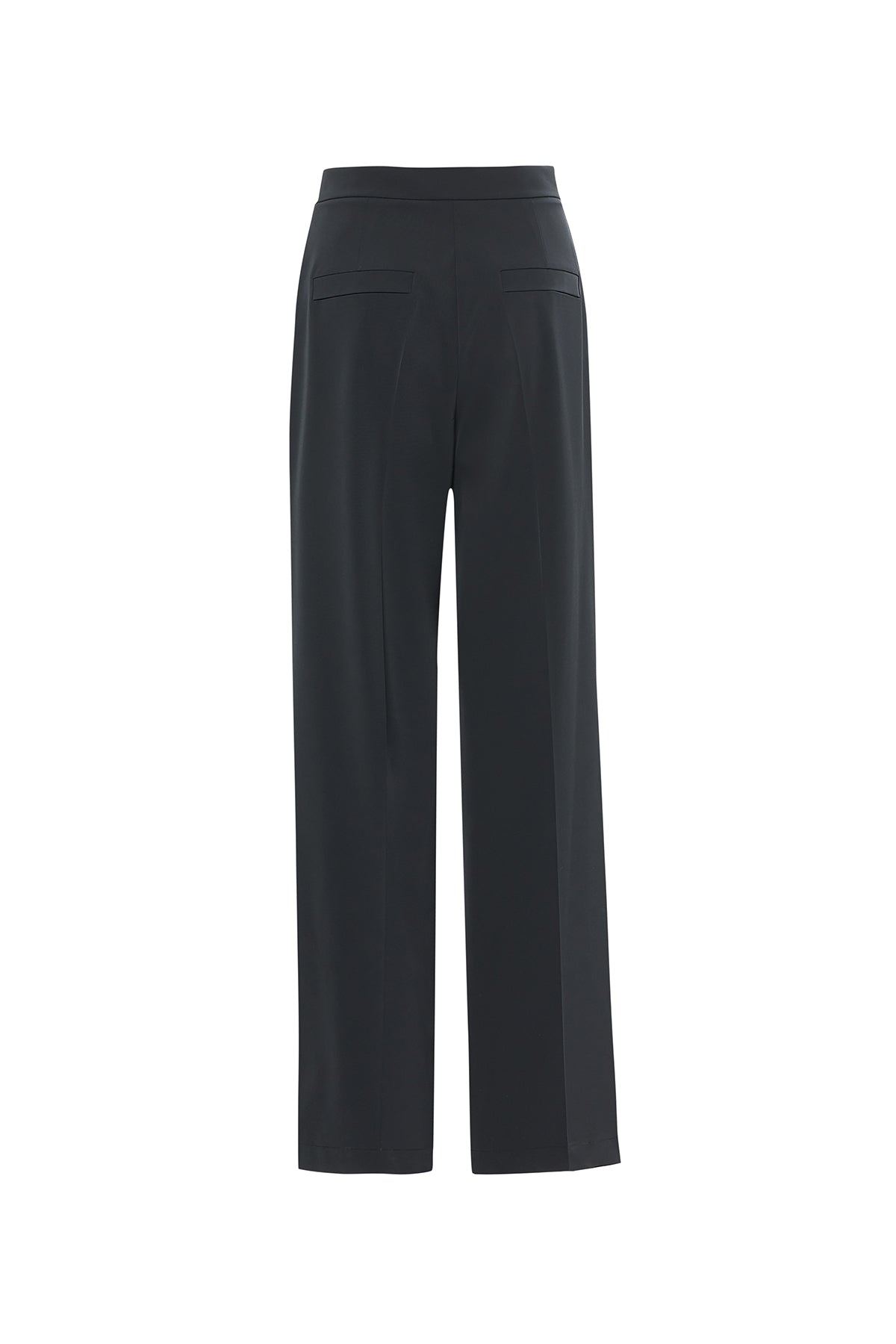 Black Wide-Leg Pleated Trousers