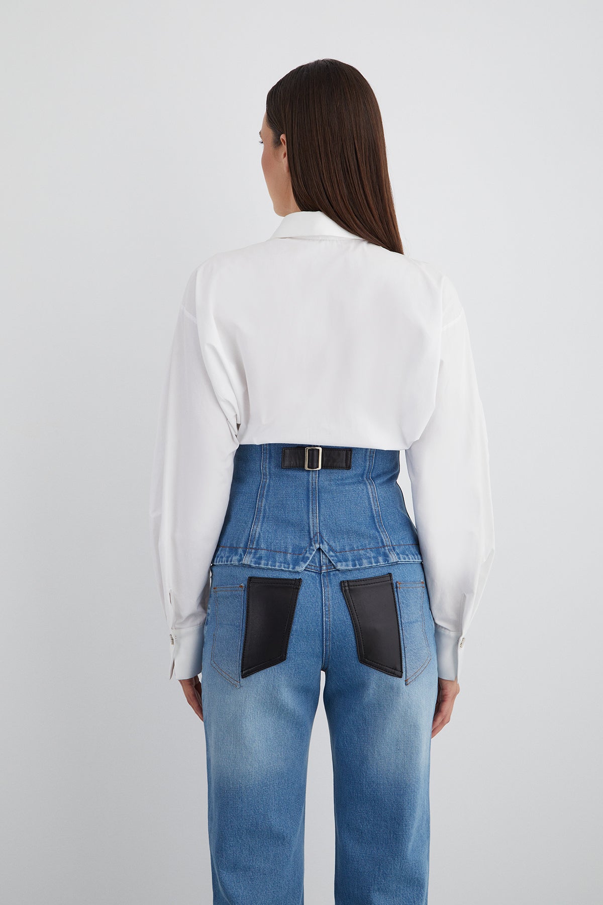Jean Detail Back Buckled Leather Corset Belt