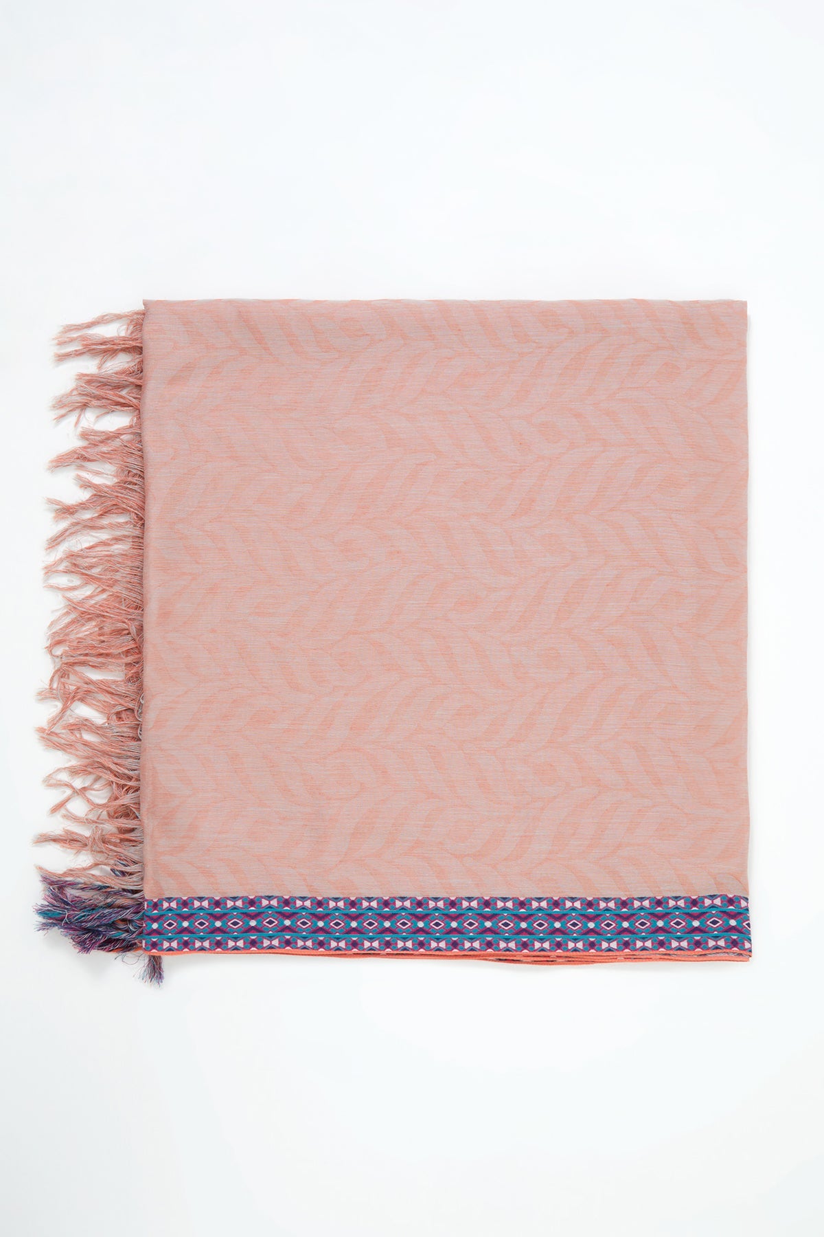 Edge Stripe Patterned Shawl