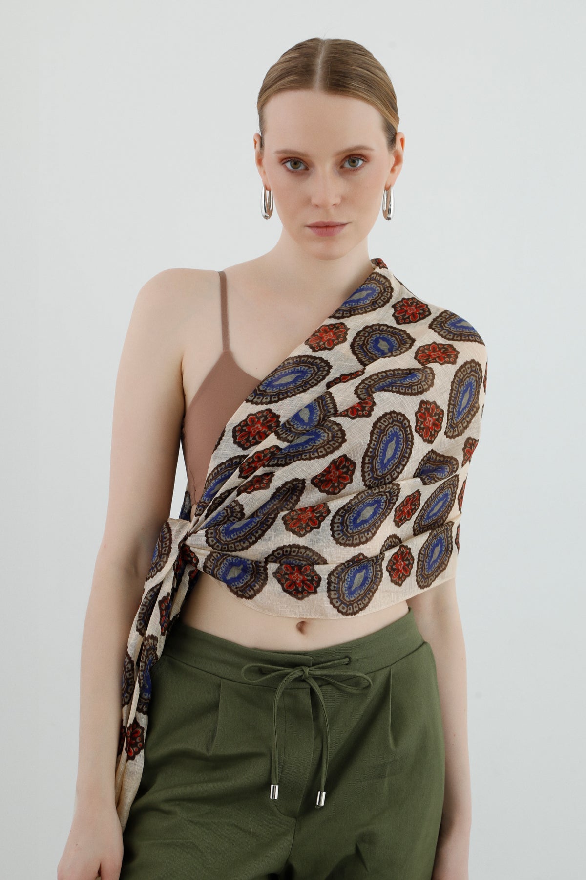 Ethnic Patterned Linen Shawl