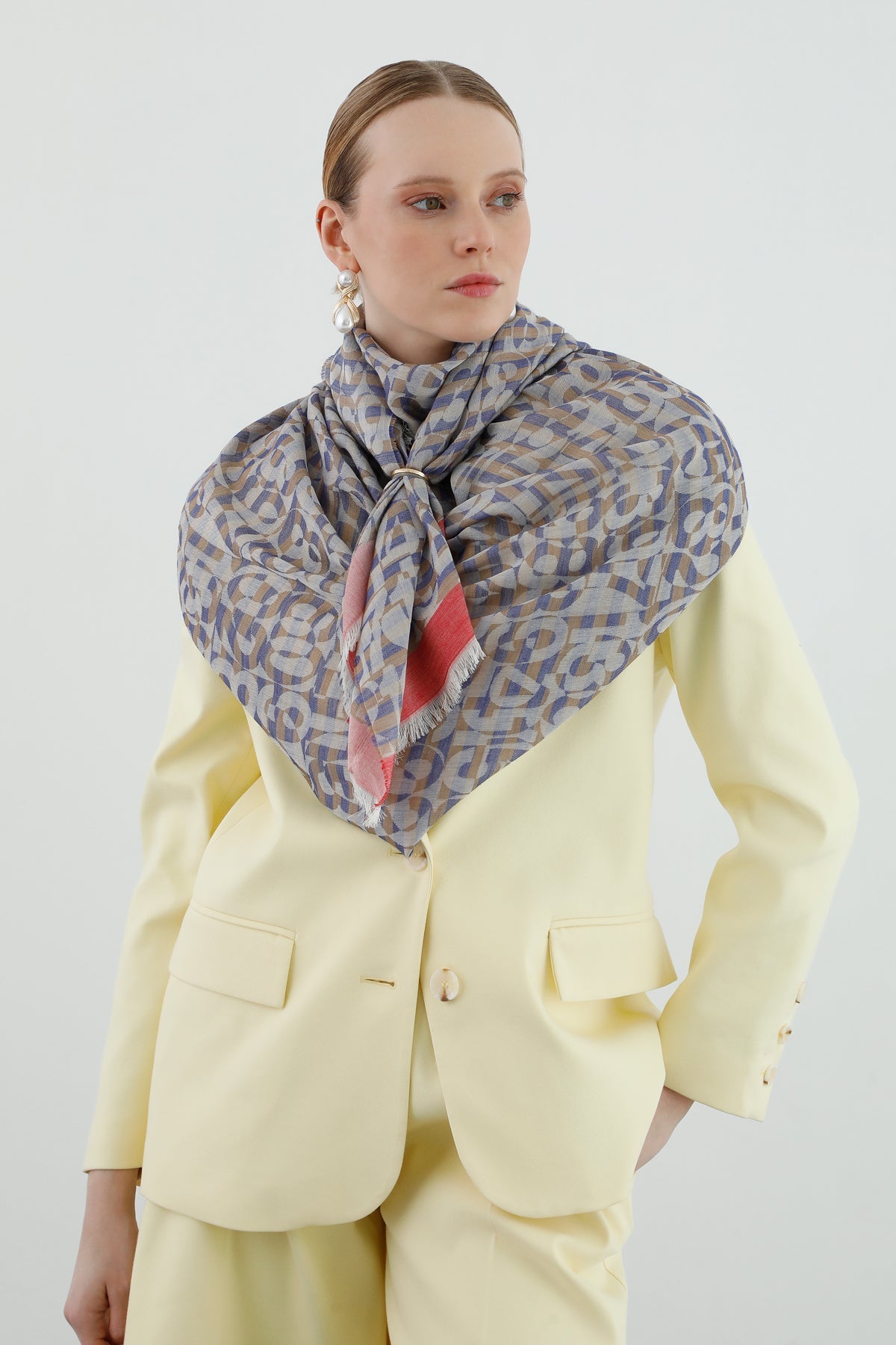 Striped Scarf with Number Details