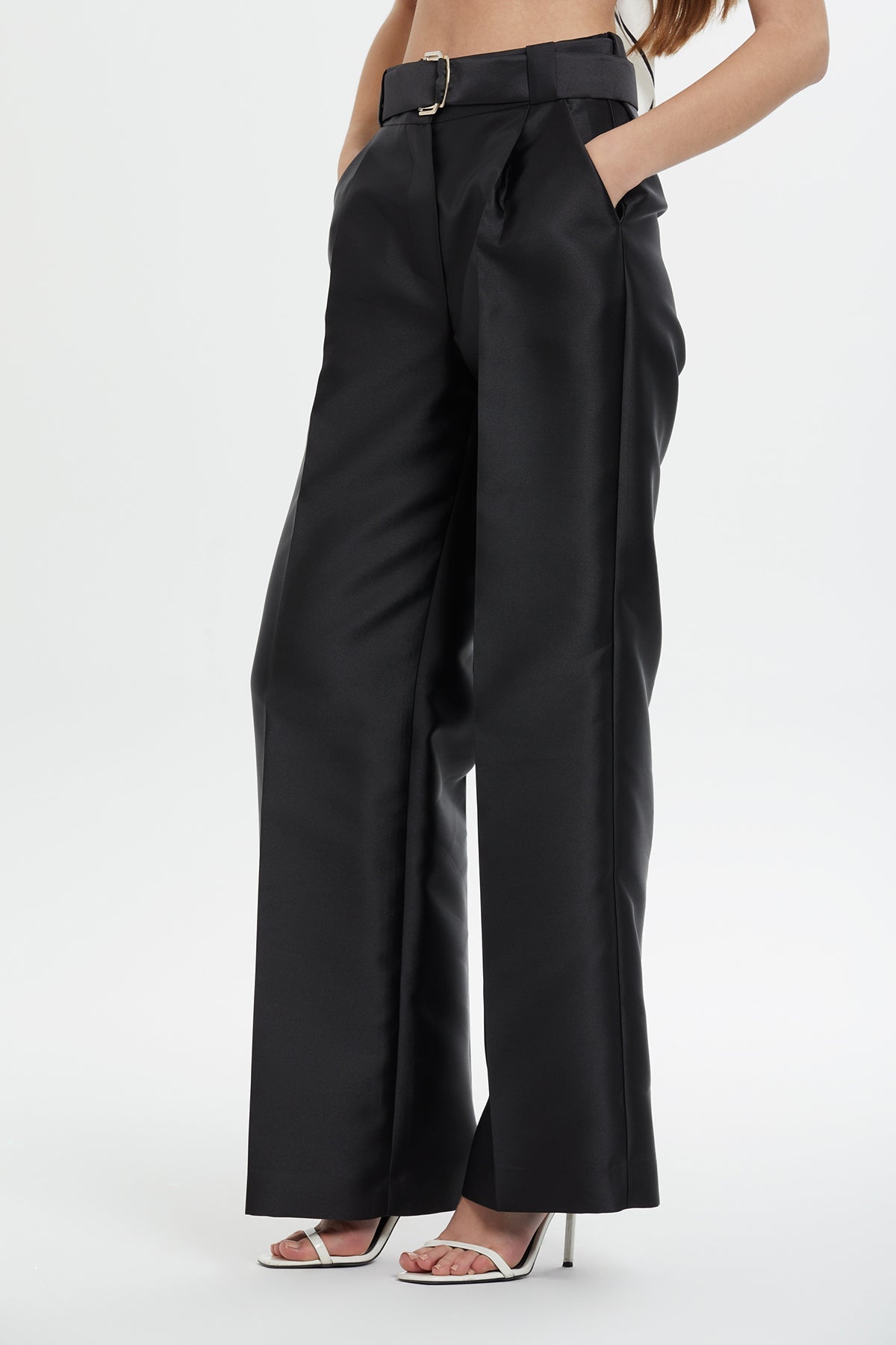 Black Trousers with Detachable Belt