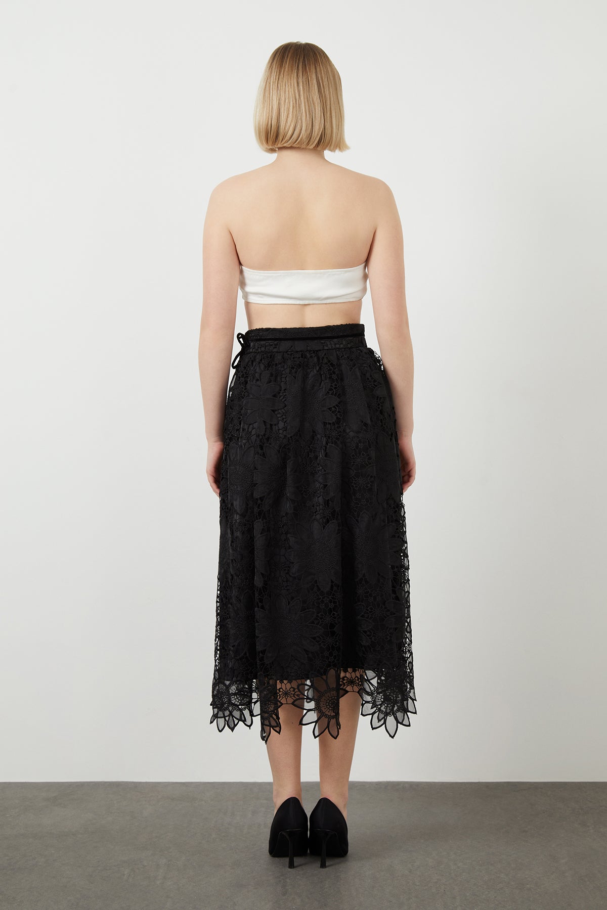 Black Lace Midi Skirt
