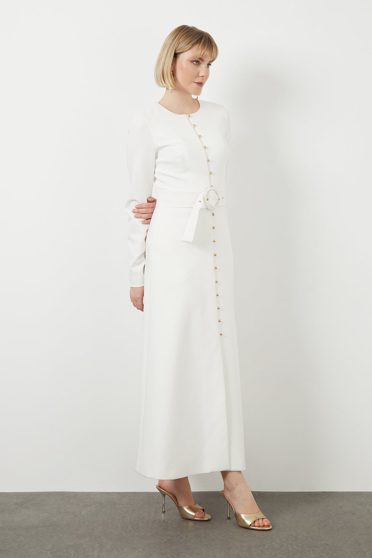 Beaded Side-Slit Lined Long Dress