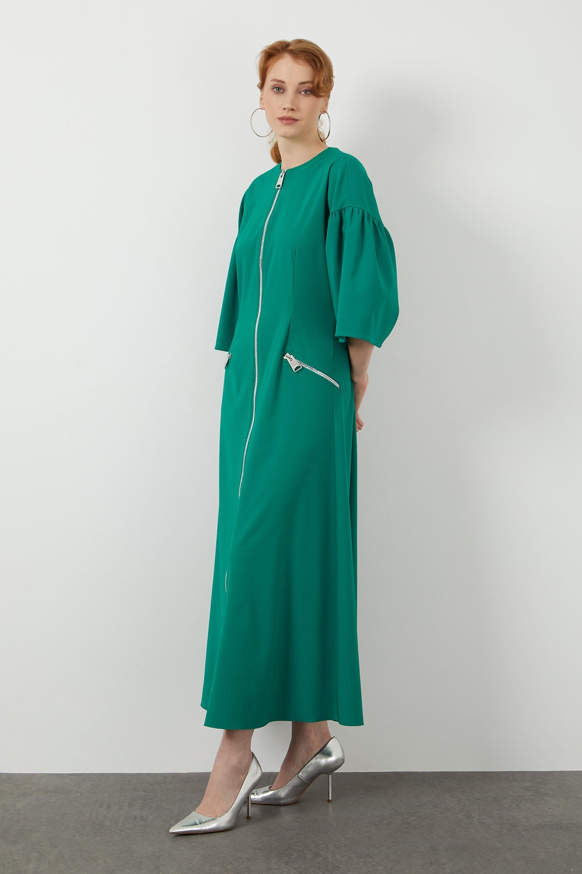 Green Pocketed Midi Dress