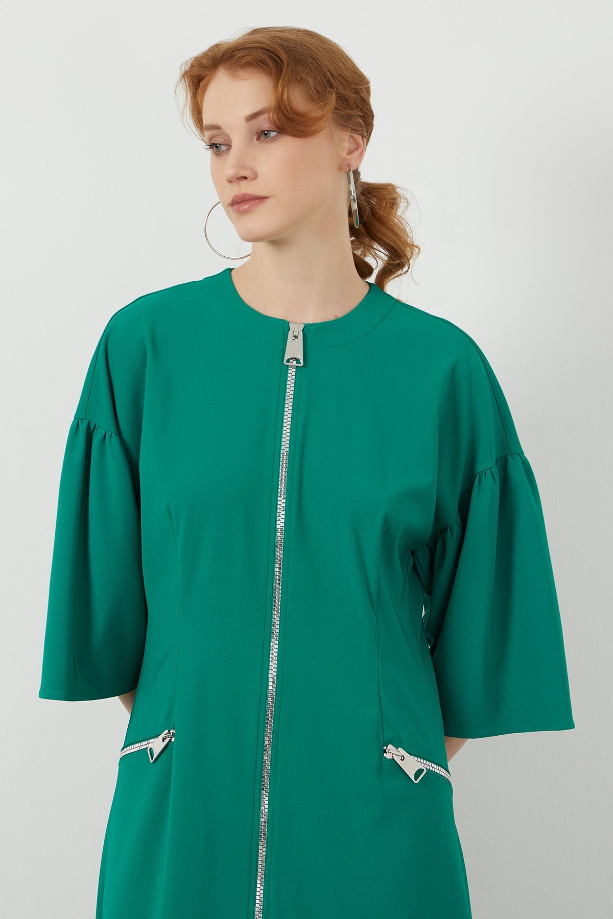 Green Pocketed Midi Dress