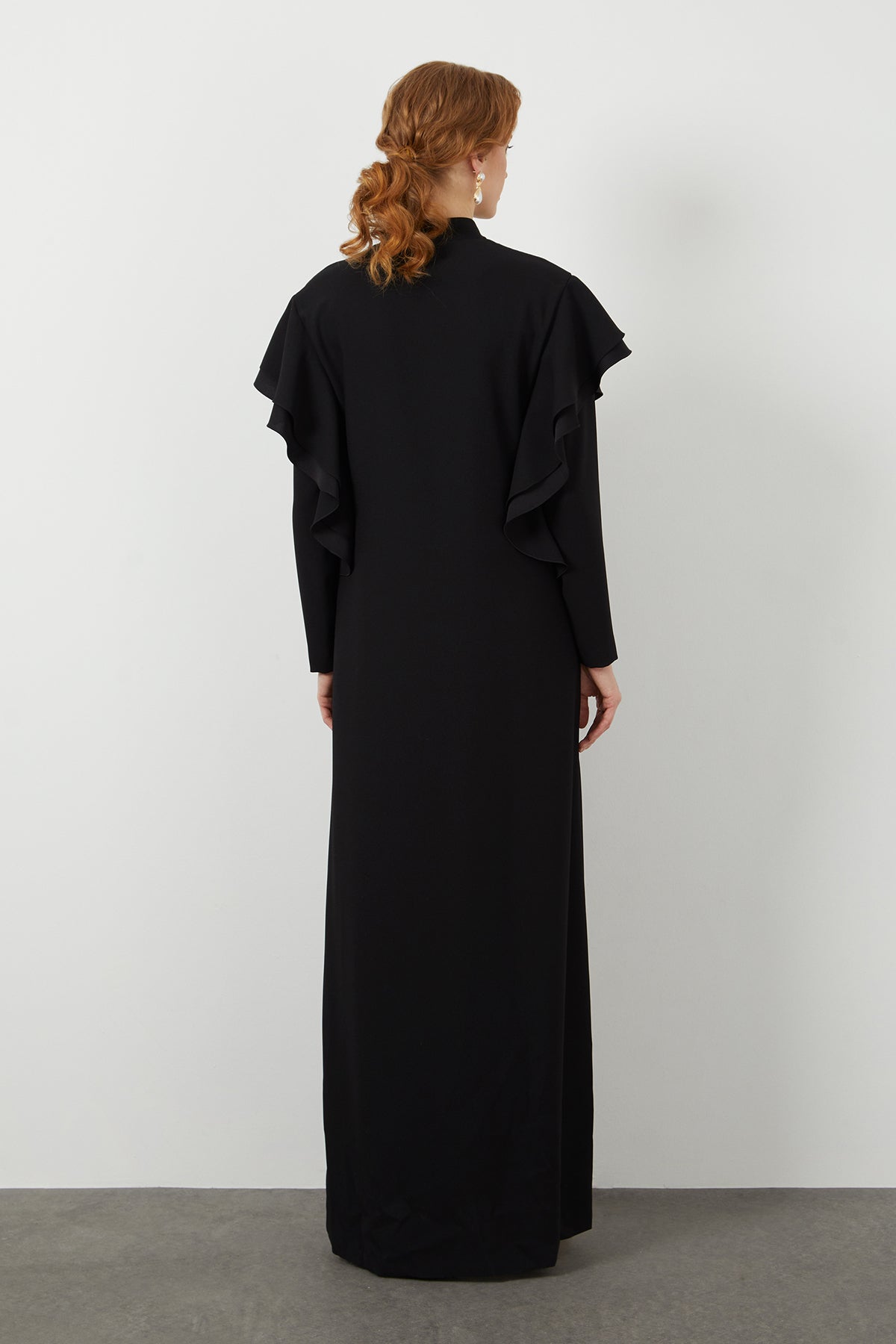 Black Tie-Detail Long Dress