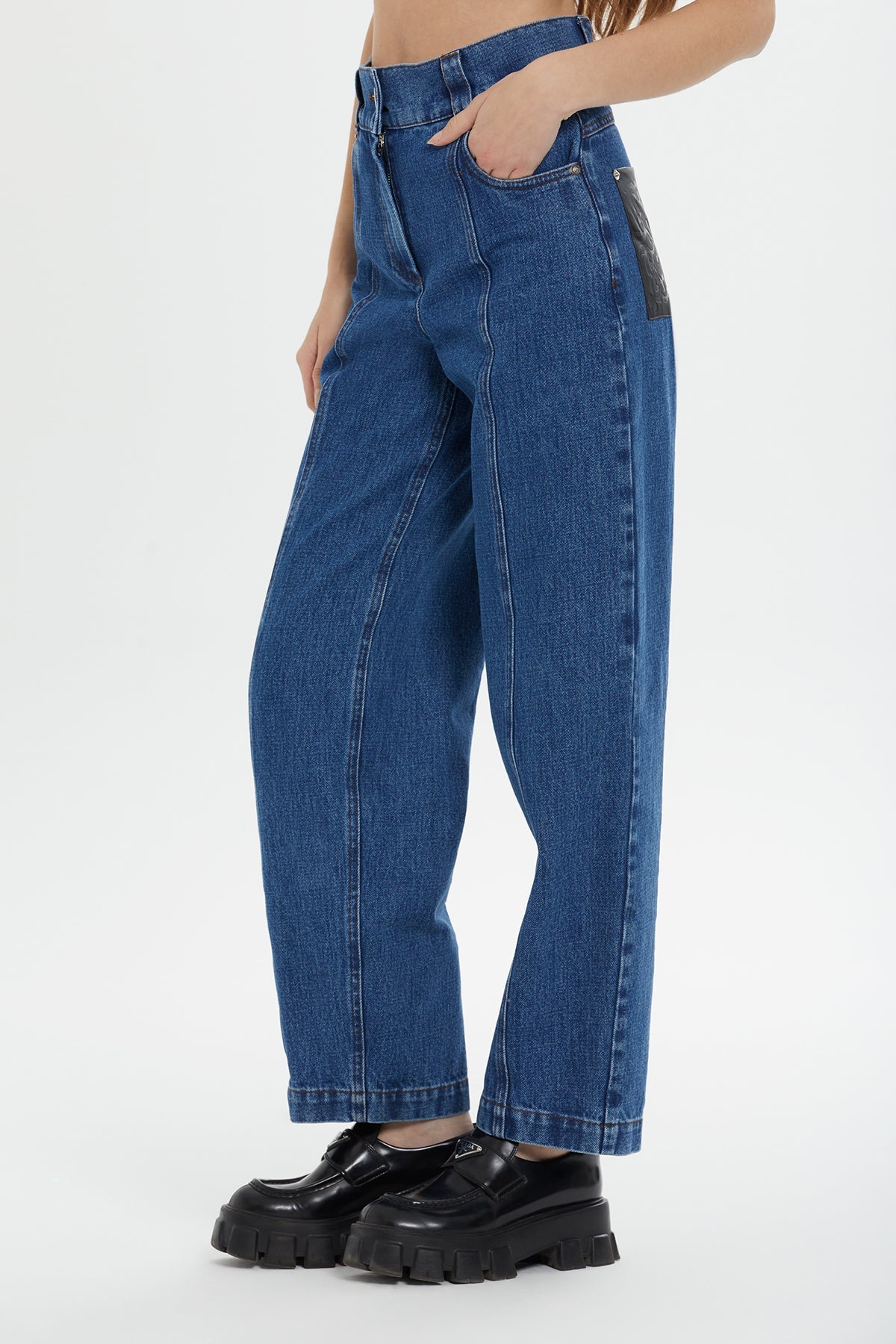 Navy High-Waist Mom Jeans