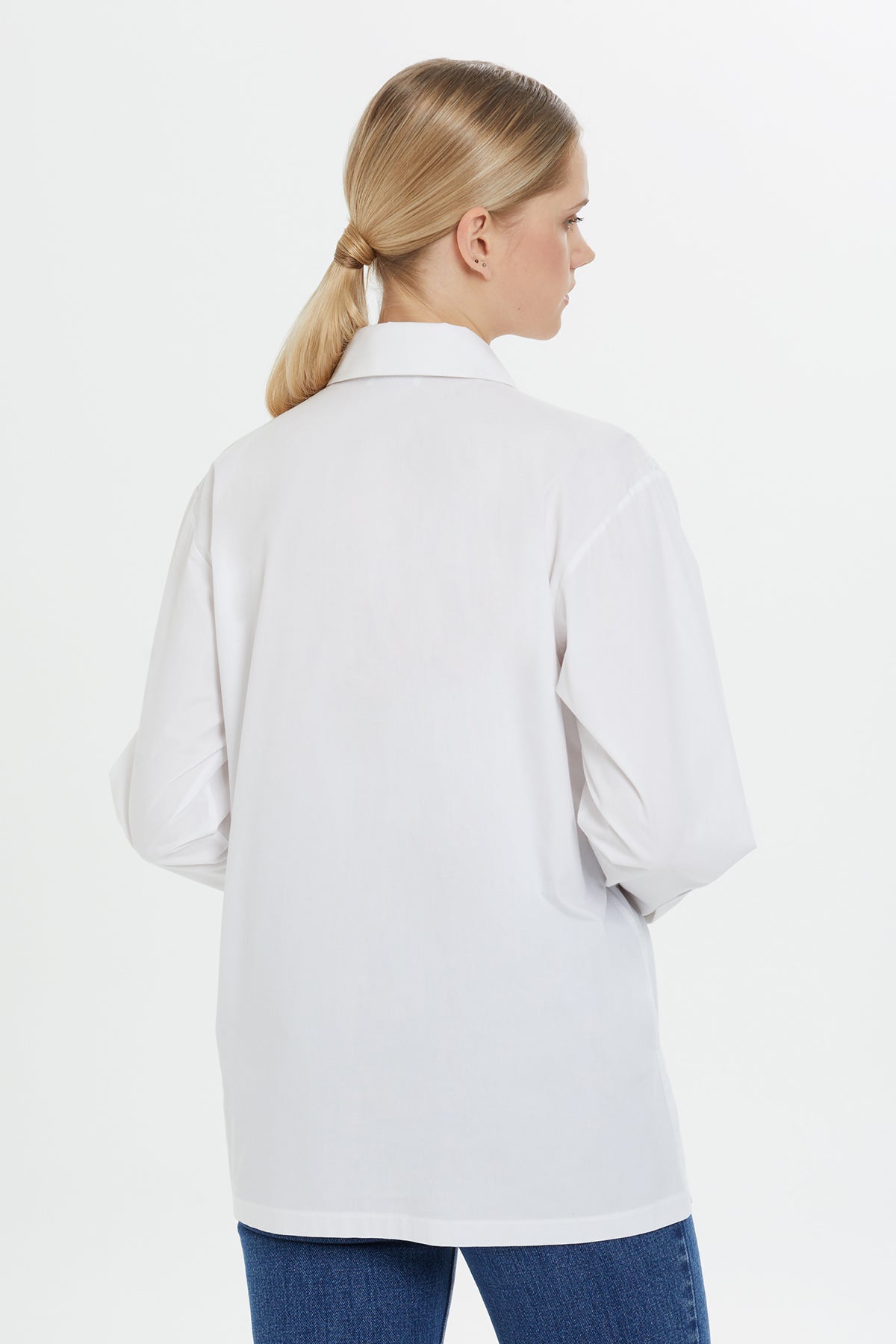 White Beaded Cotton Shirt