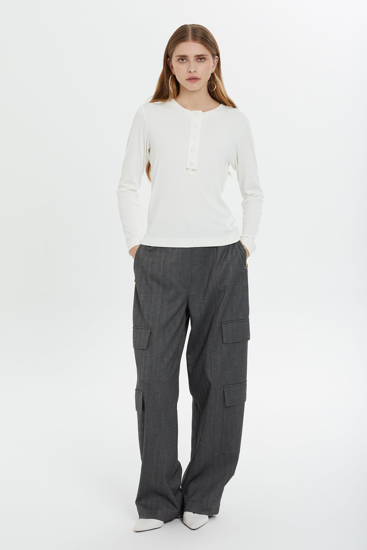 Ecru Beaded Edge Blouse