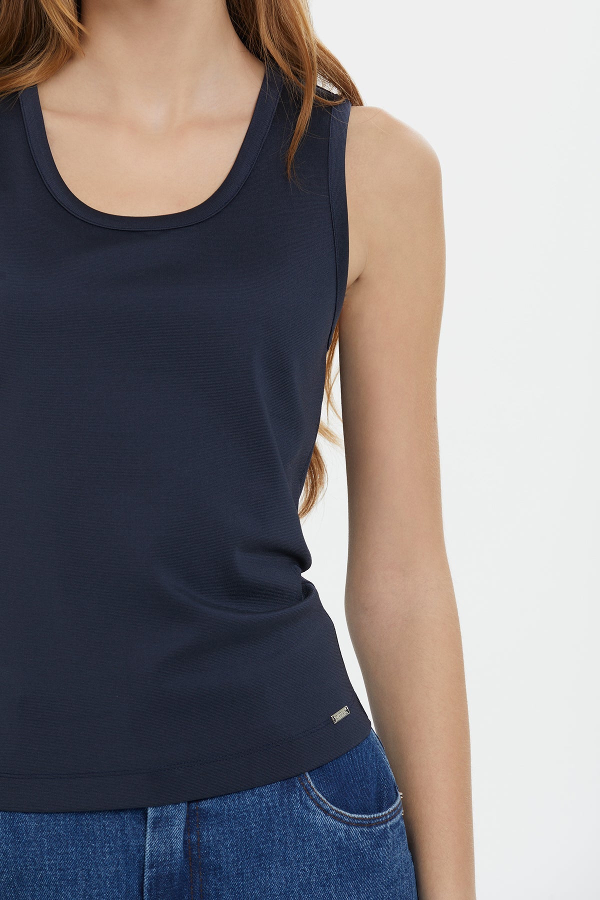 Navy Logo Detail Sleeveless Classic Tank